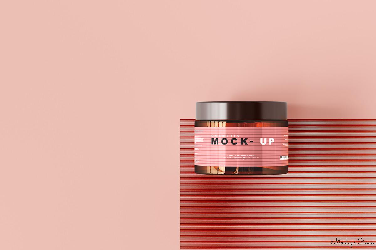 Cosmetic Glass Jar Mockup