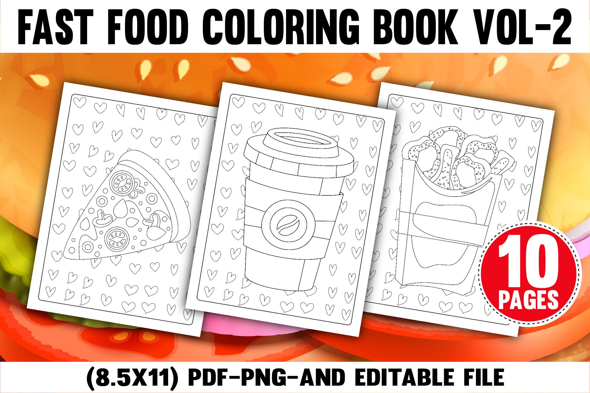 Fast Food Coloring Book for Kids & Teens