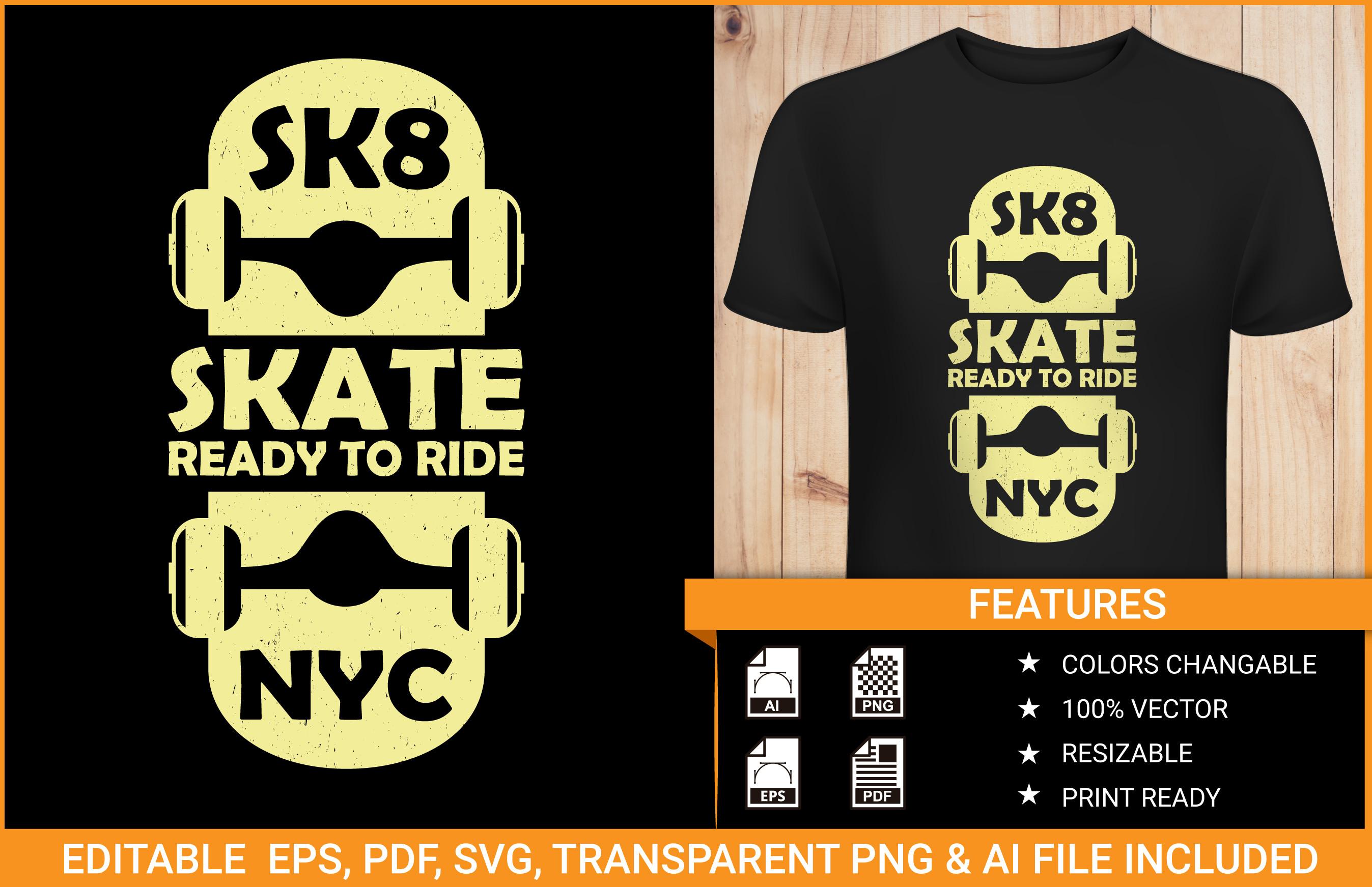 Skate T-shirt Design Illustration Vector
