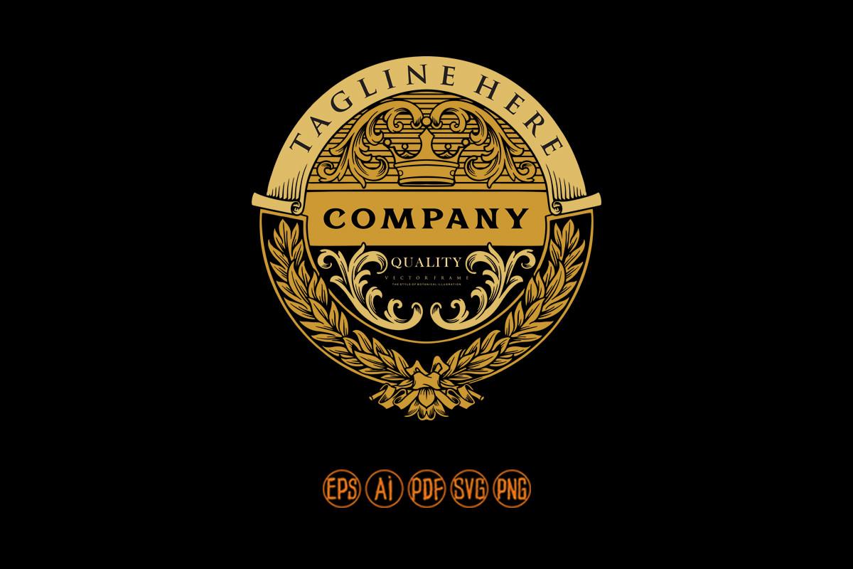 Vintage Badge Crown Flourish Classic