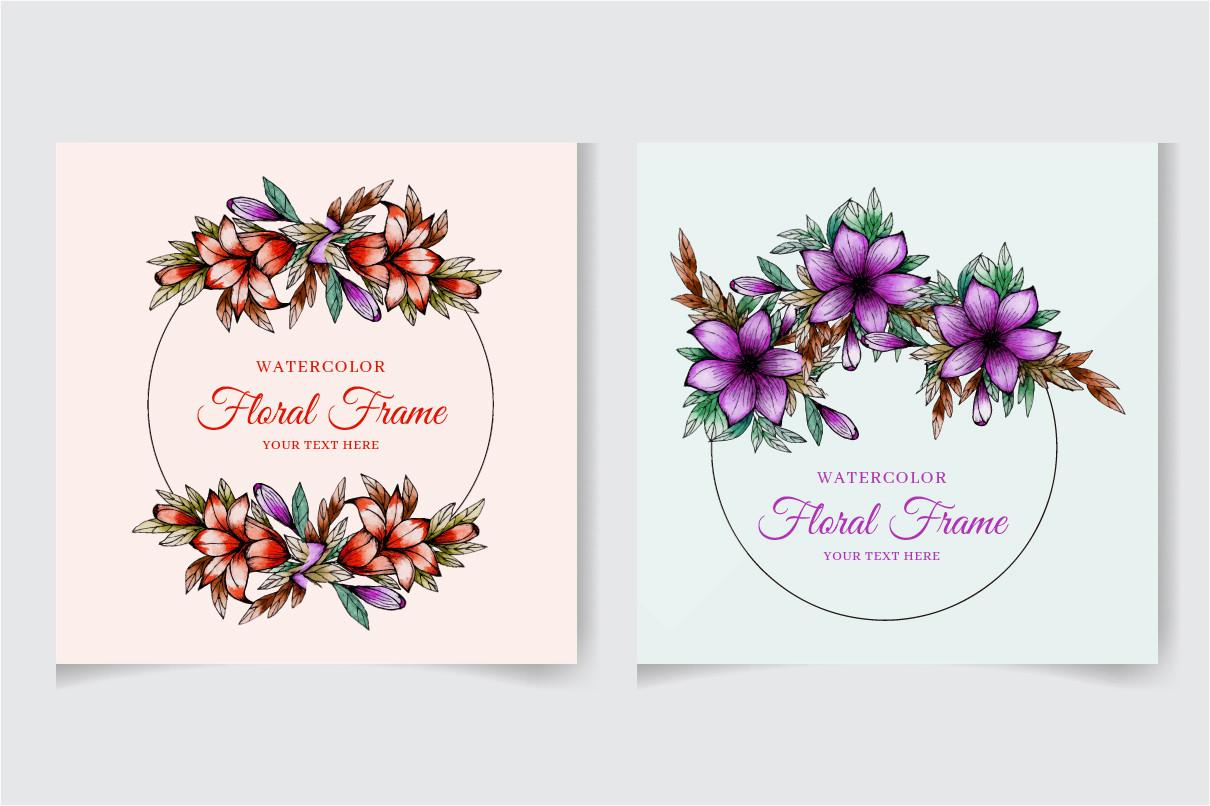 Elegant Watercolor Floral Frame Design 4