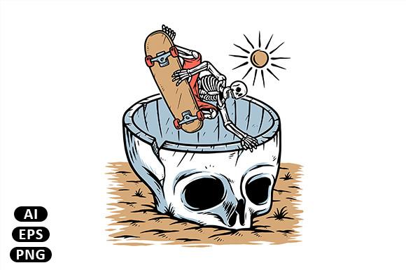 Hand Drawing of Skull Skater