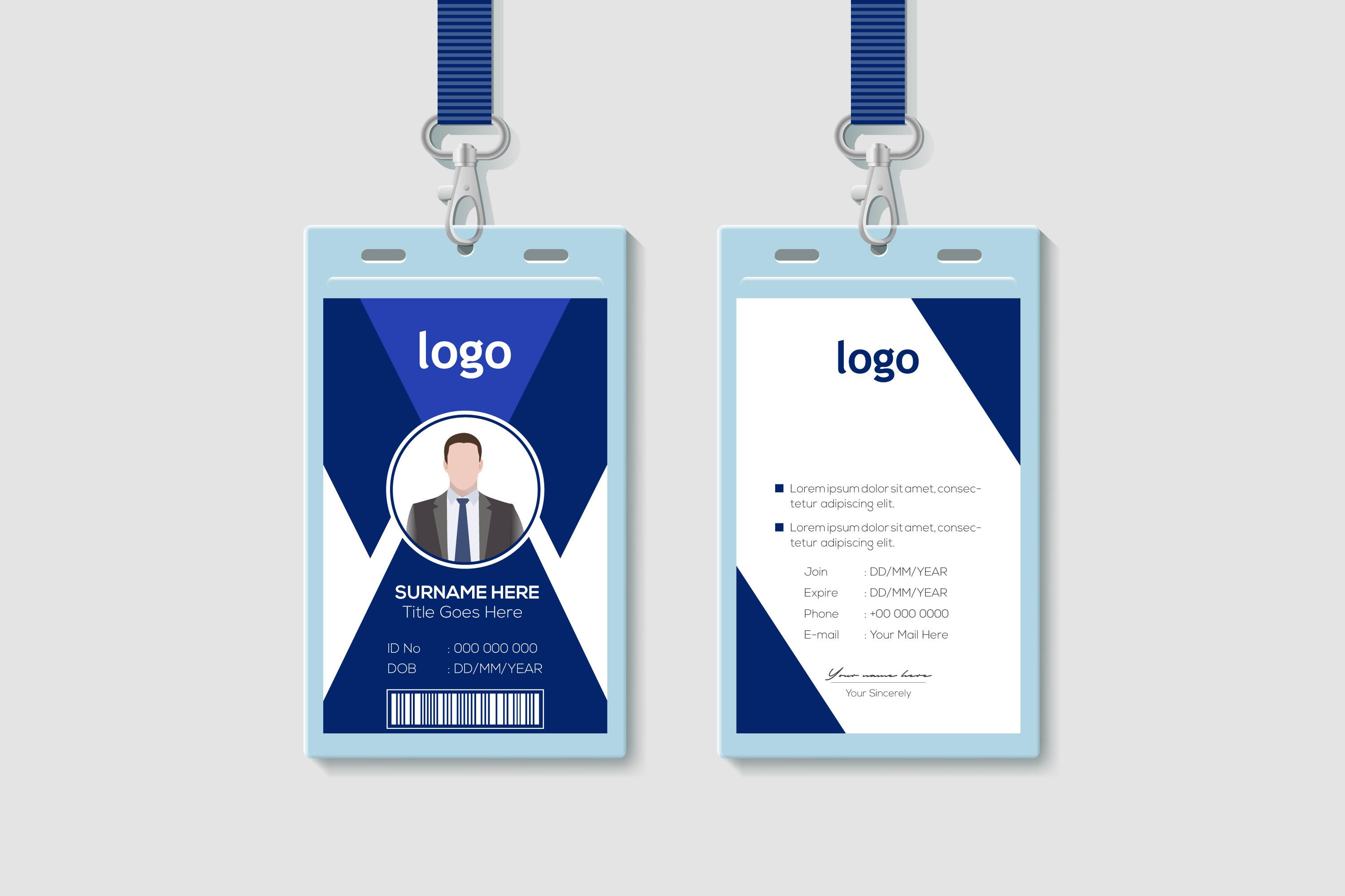 Blue Employee Identity Card Template