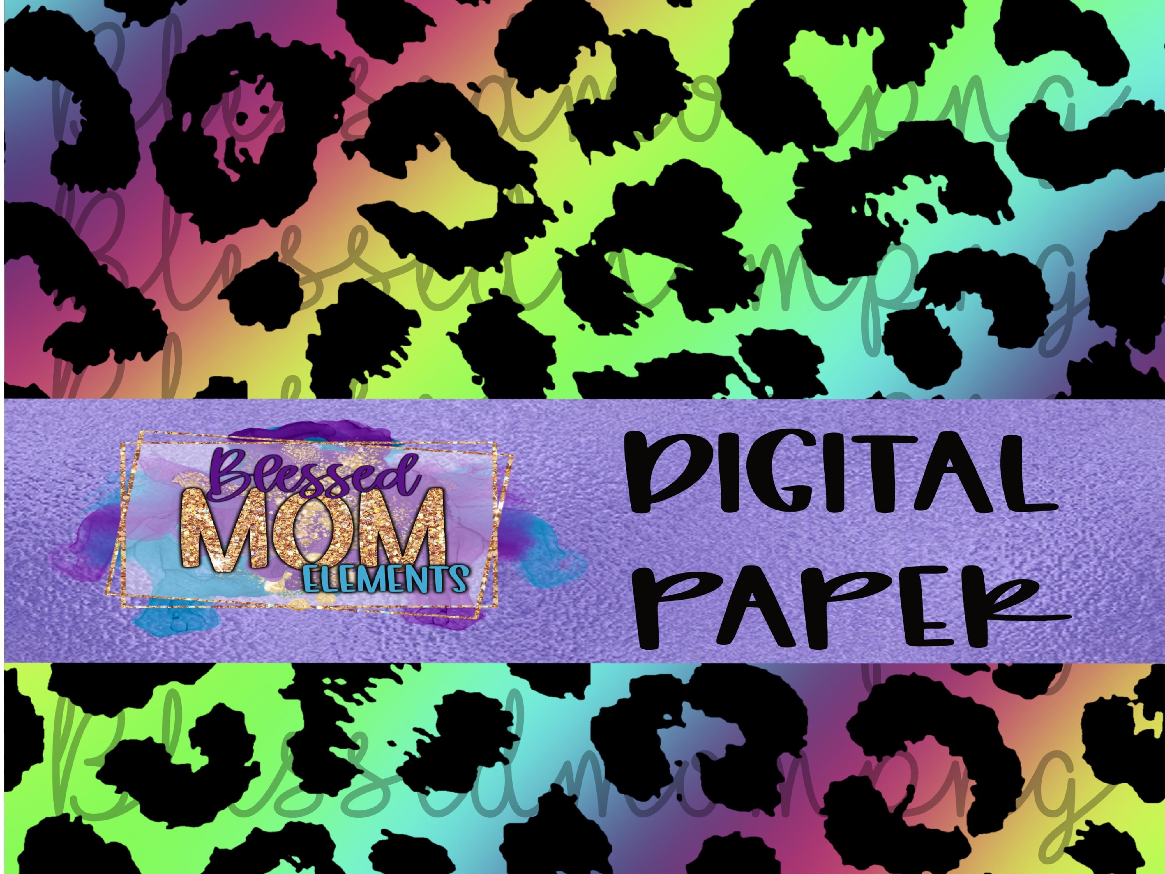 Rainbow Leopard Digital Paper