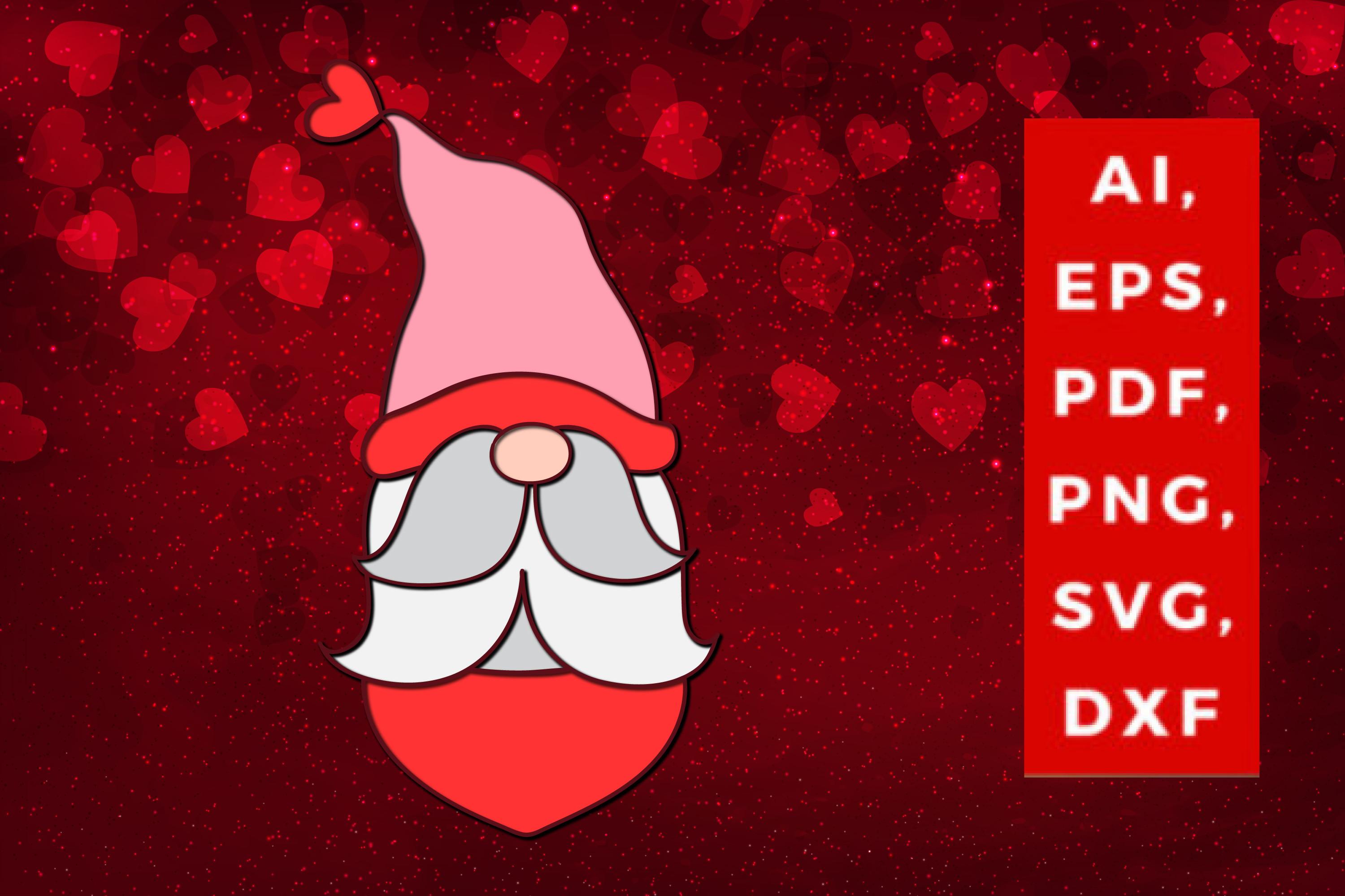 Multi-layer Valentine Gnome Svg Cut File