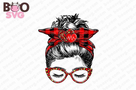 Valentine Day Nurse Messy Bun