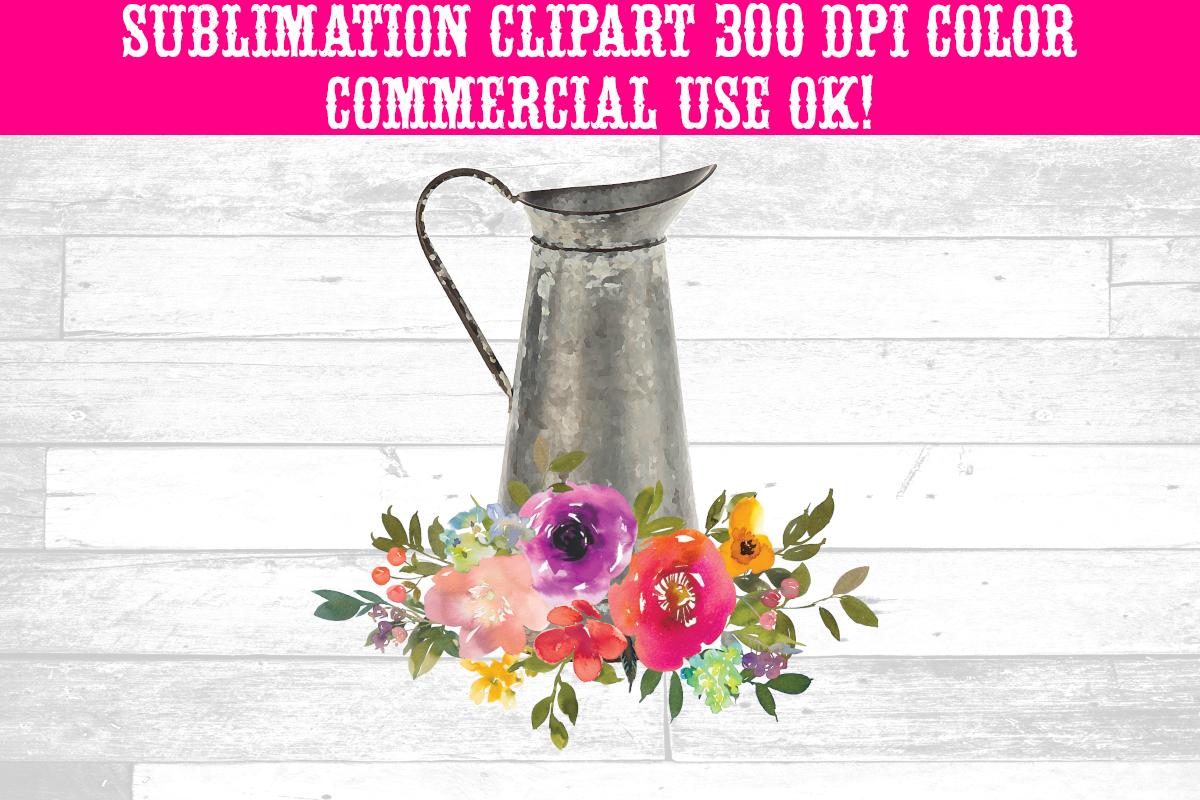 Floral Watercolor Rustic Watering Can