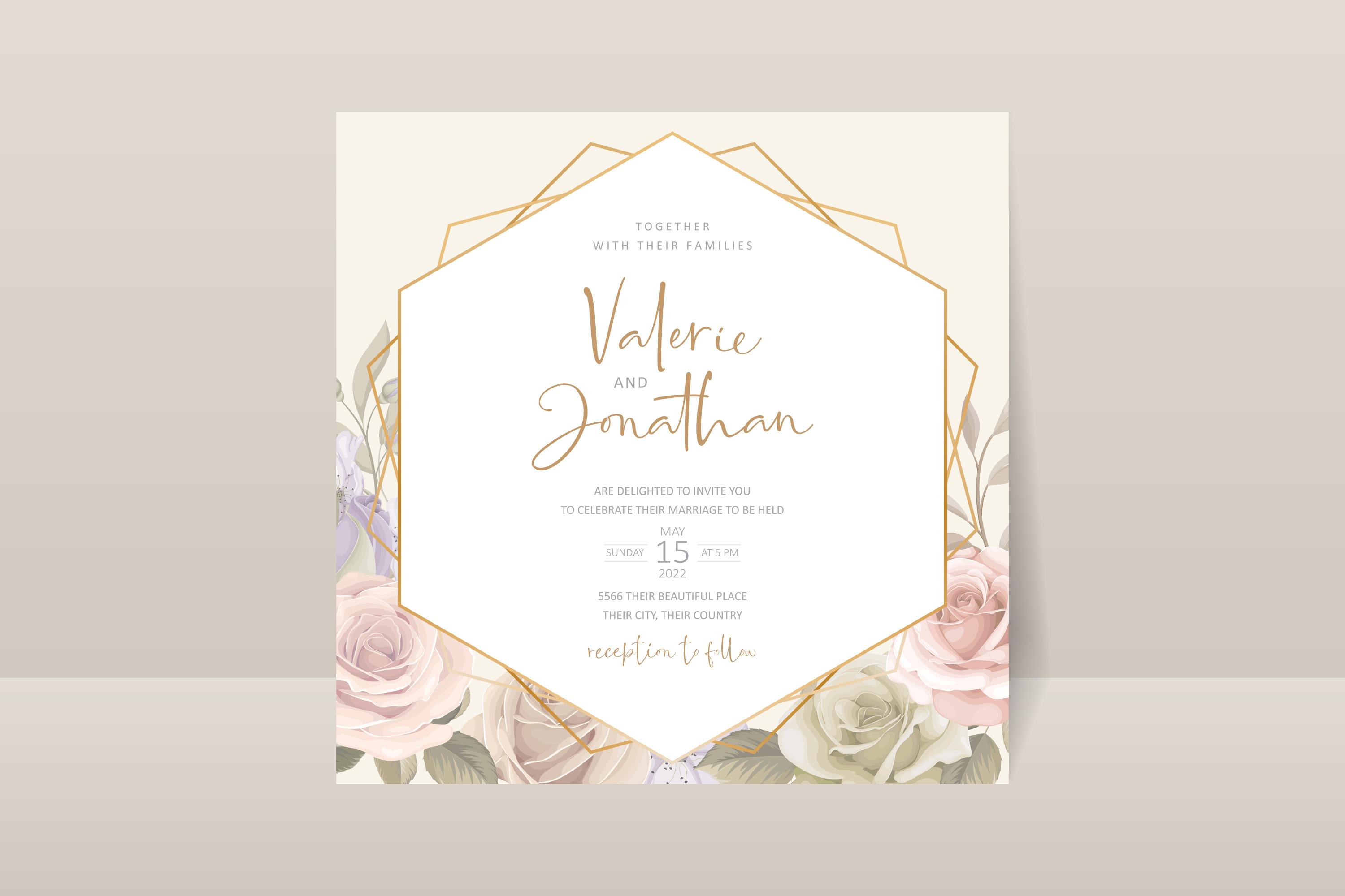 Wedding Invitation Template with Flower