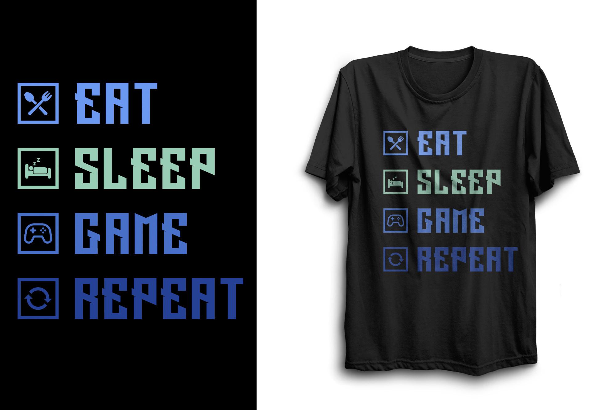 Gamer T Shirt Design Eat Sleep Gaming