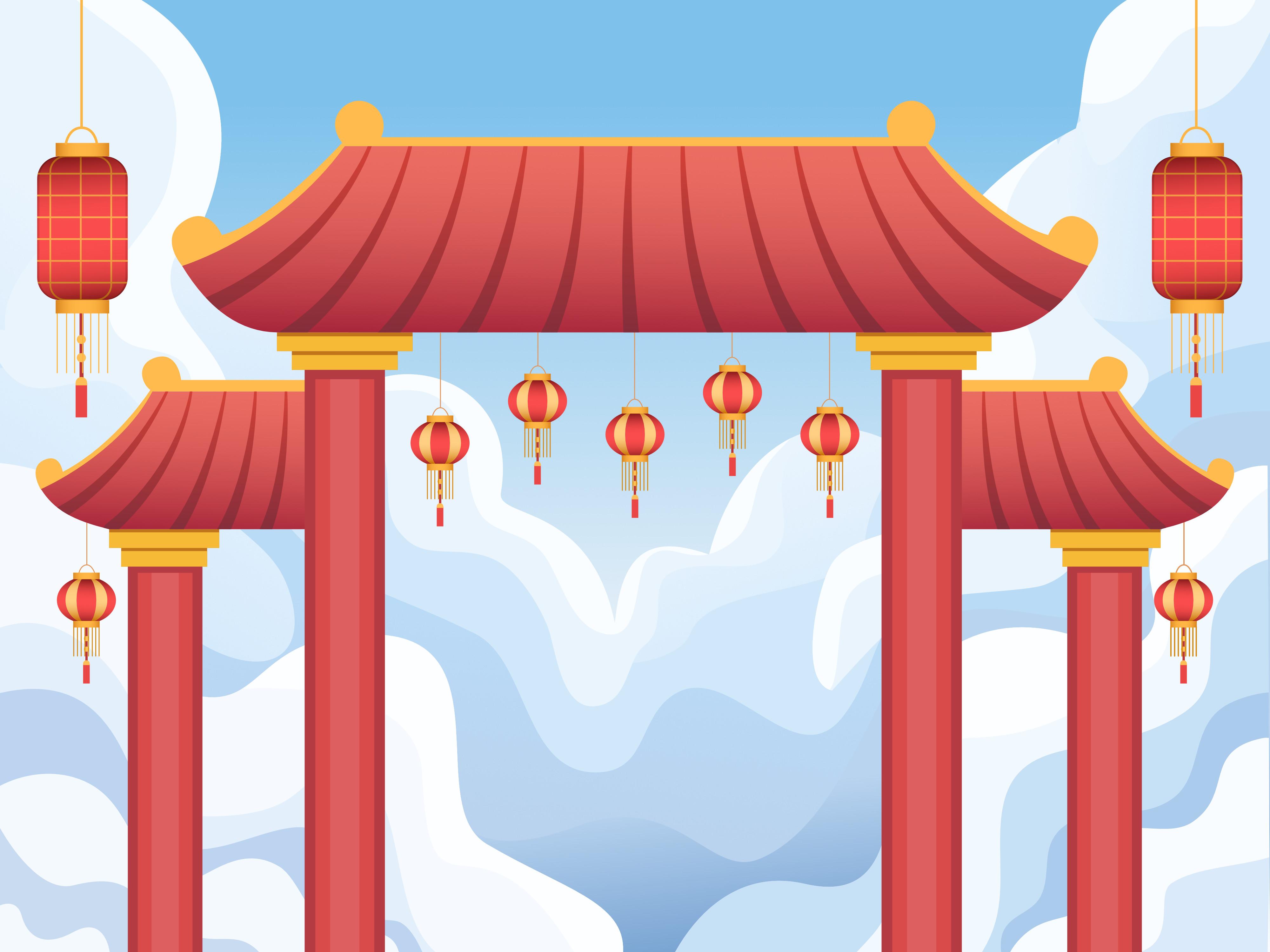 Chinese Gate or Paifang Building