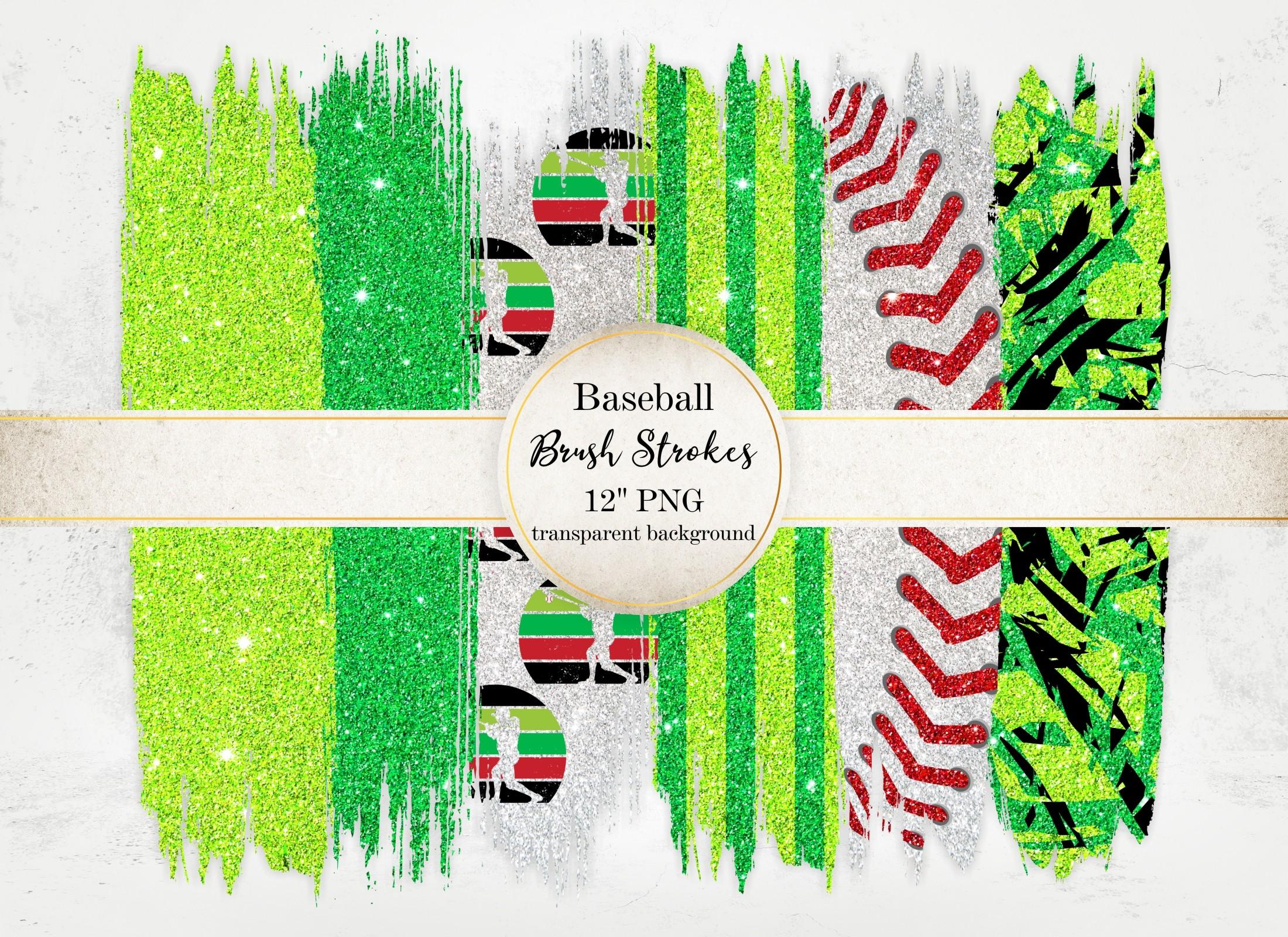 Glitter Baseball Brush Strokes PNG