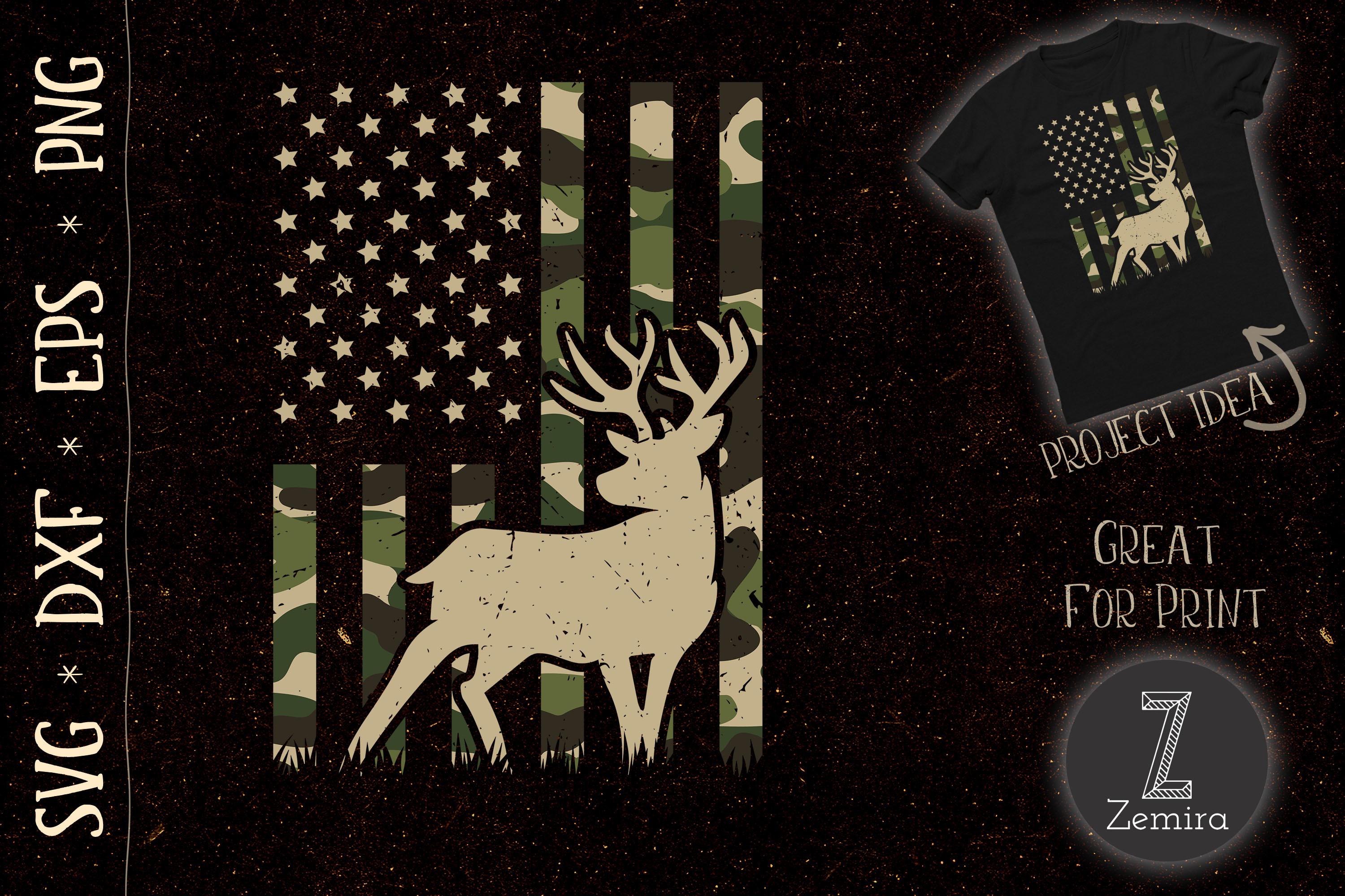 Camo American Flag Deer Elk Buck Hunting