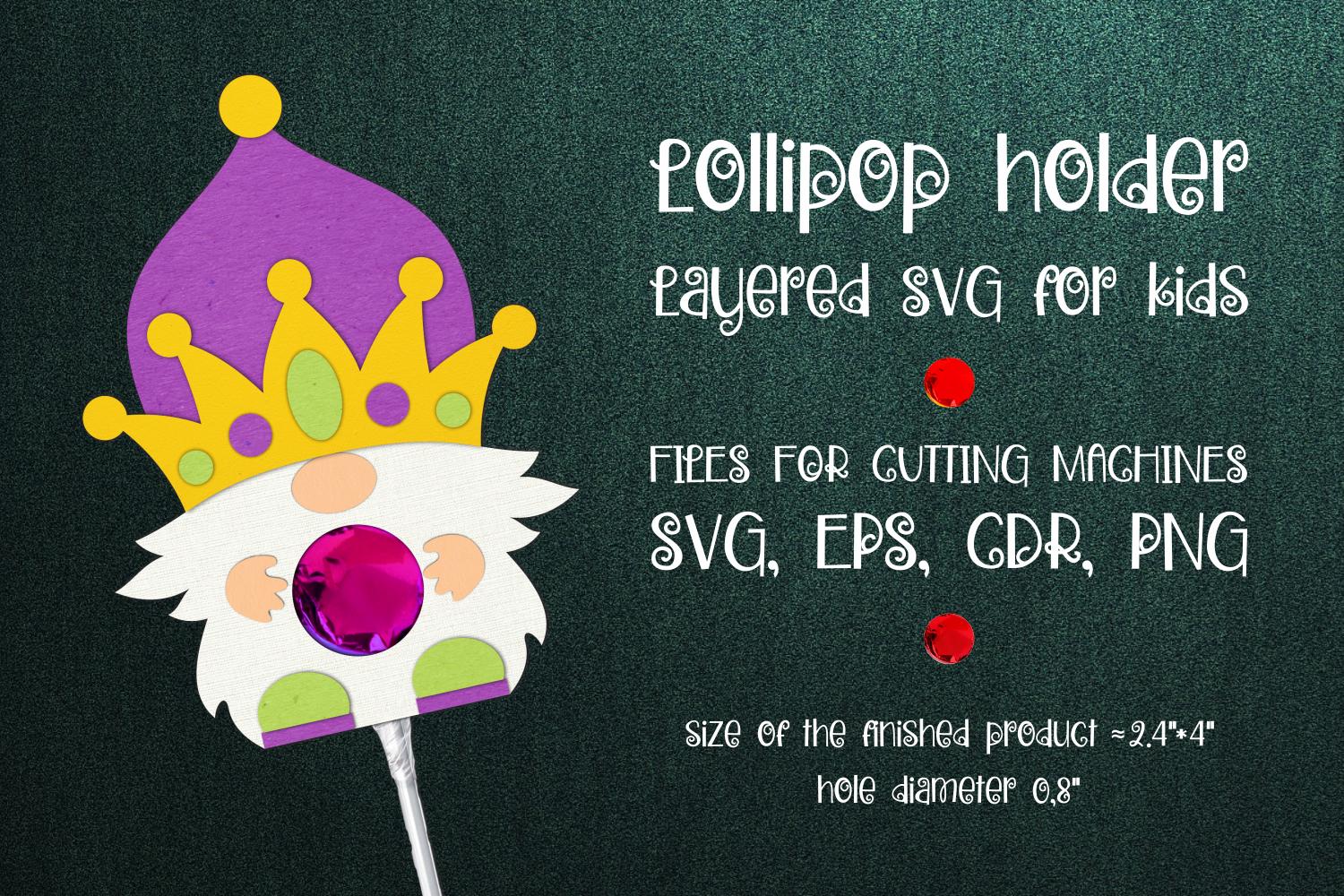 Mardi Gras King Gnome-Lollipop Holder