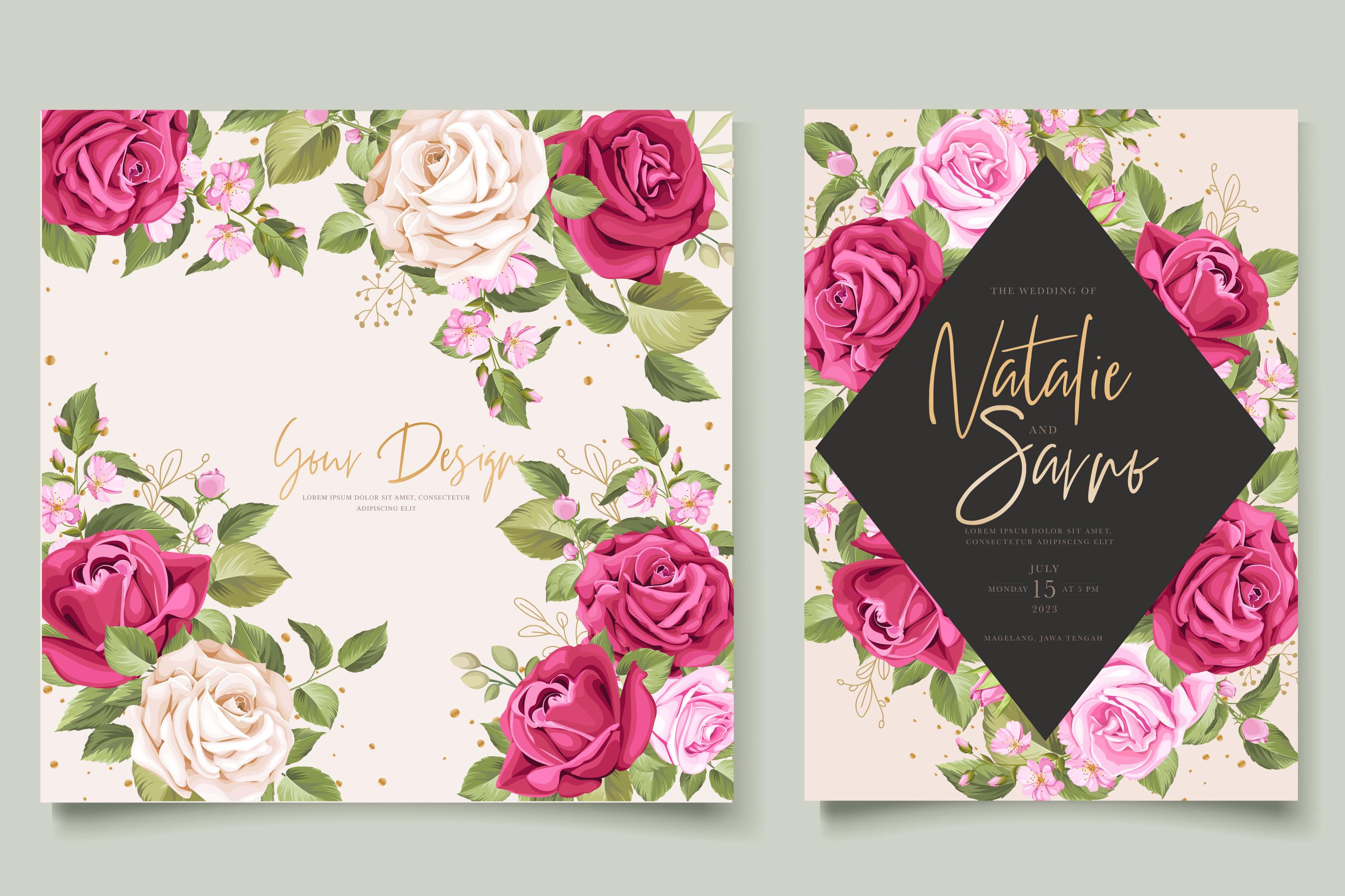 ELEGANT Roses Wedding Card Set