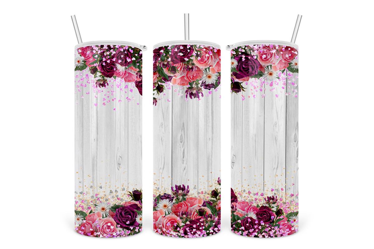Flower Floral Rustic Wood 20oz Tumbler