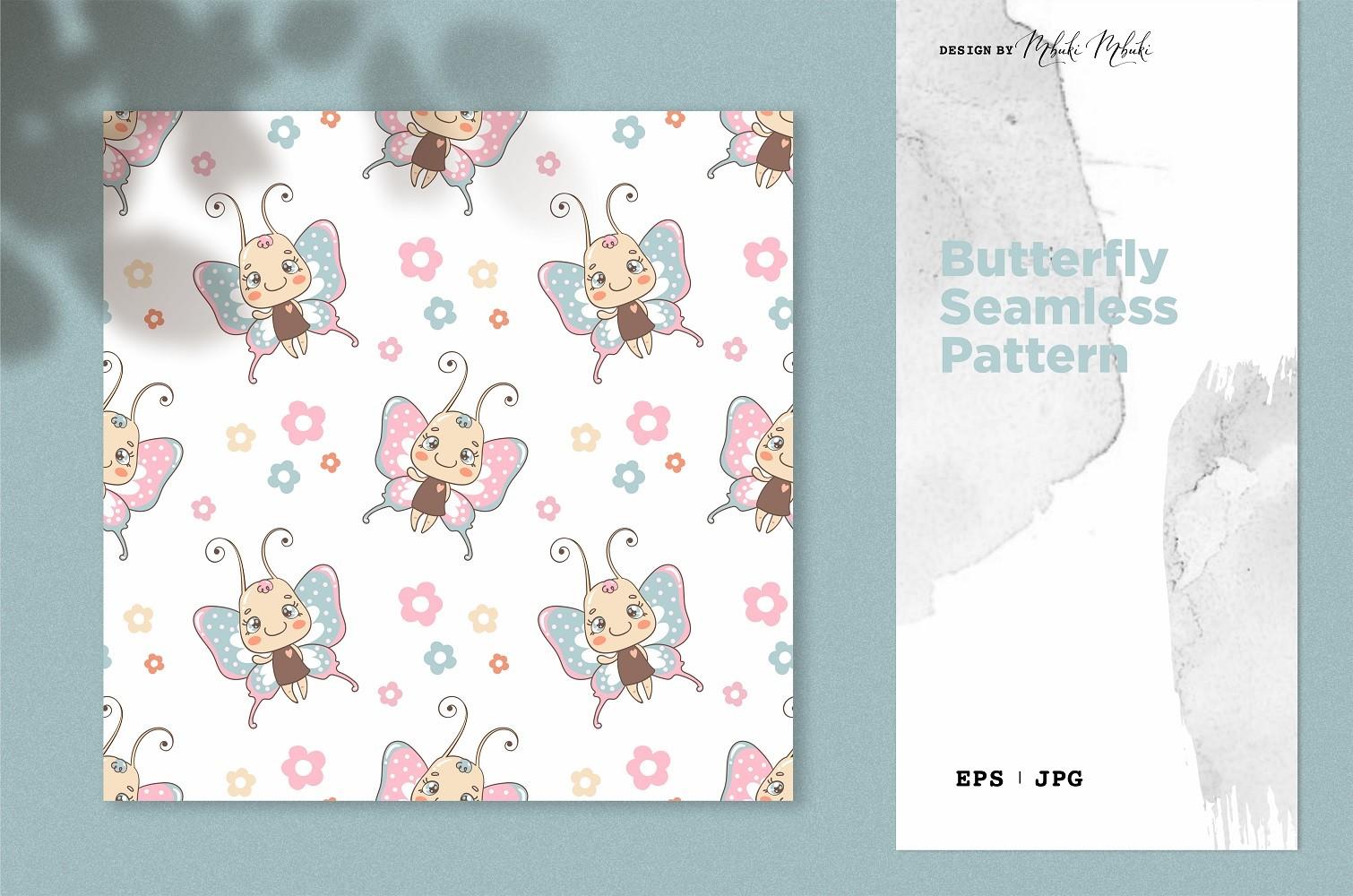 Cute Butterfly Seamless Pattern for Kids