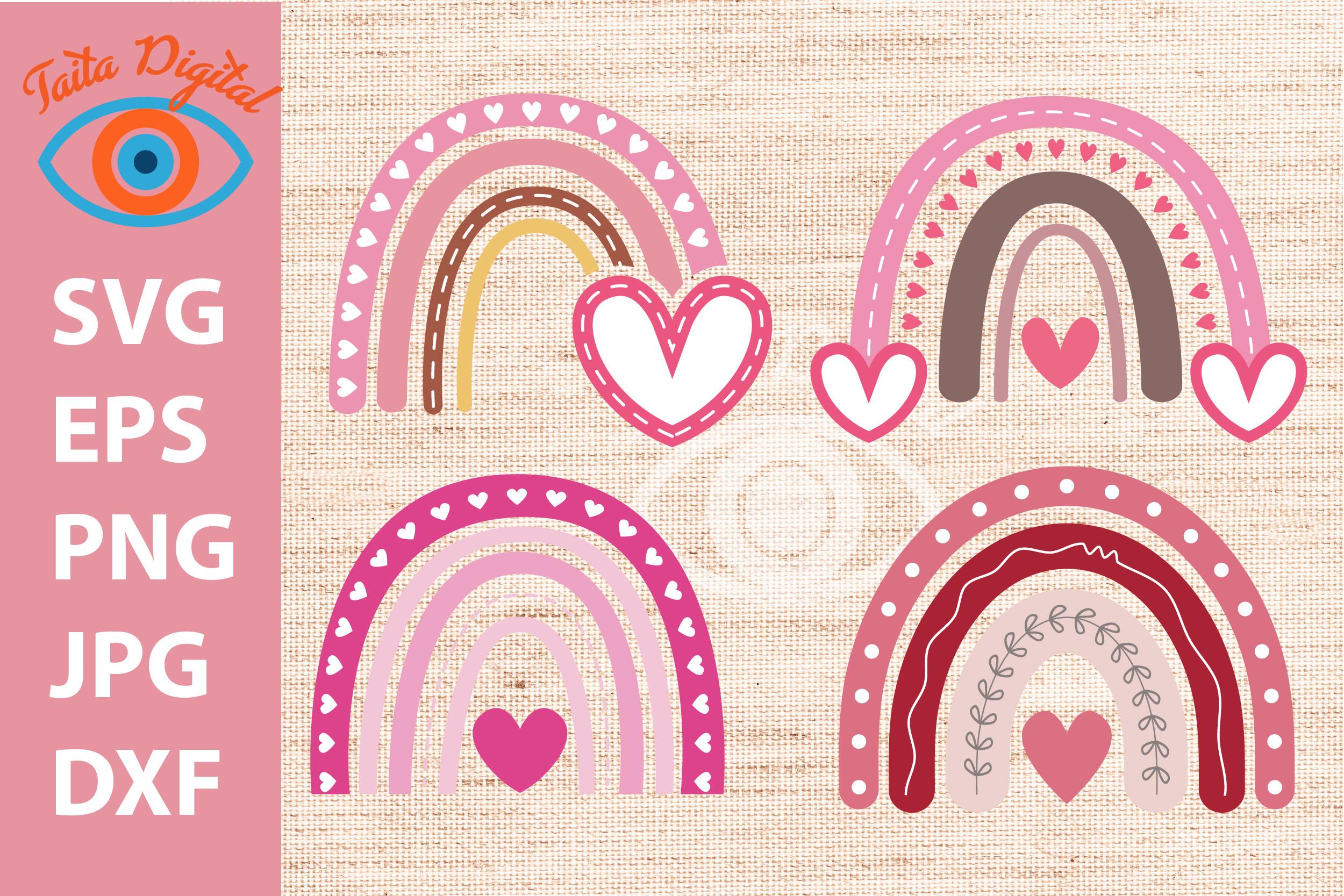 Set Heart Rainbow Svg