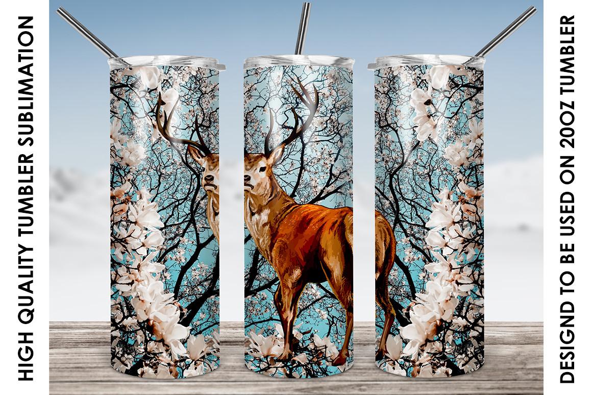 Flower Deer 20oz Skinny Tumbler
