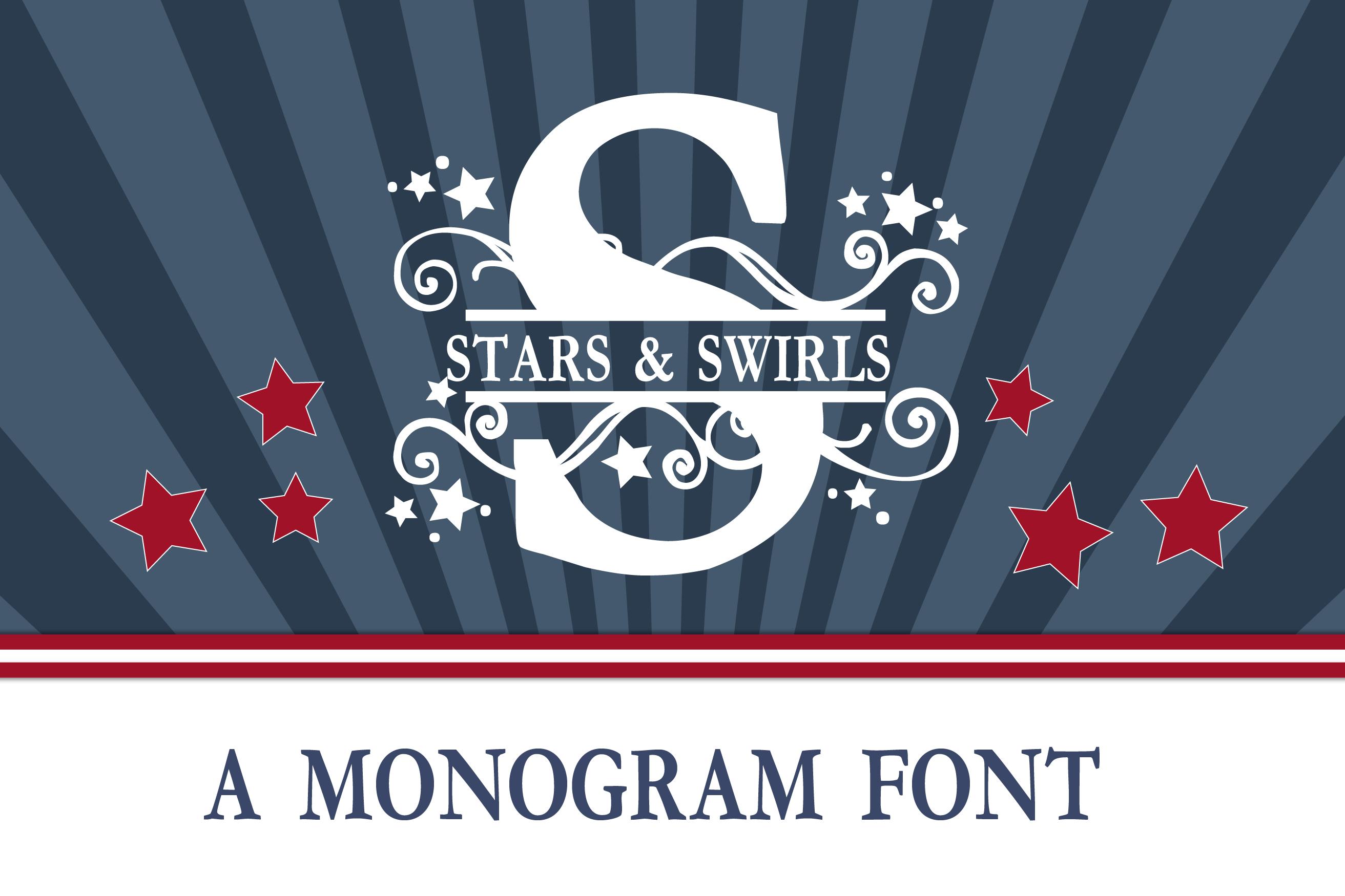 Stars & Swirls Monogram Banner Font