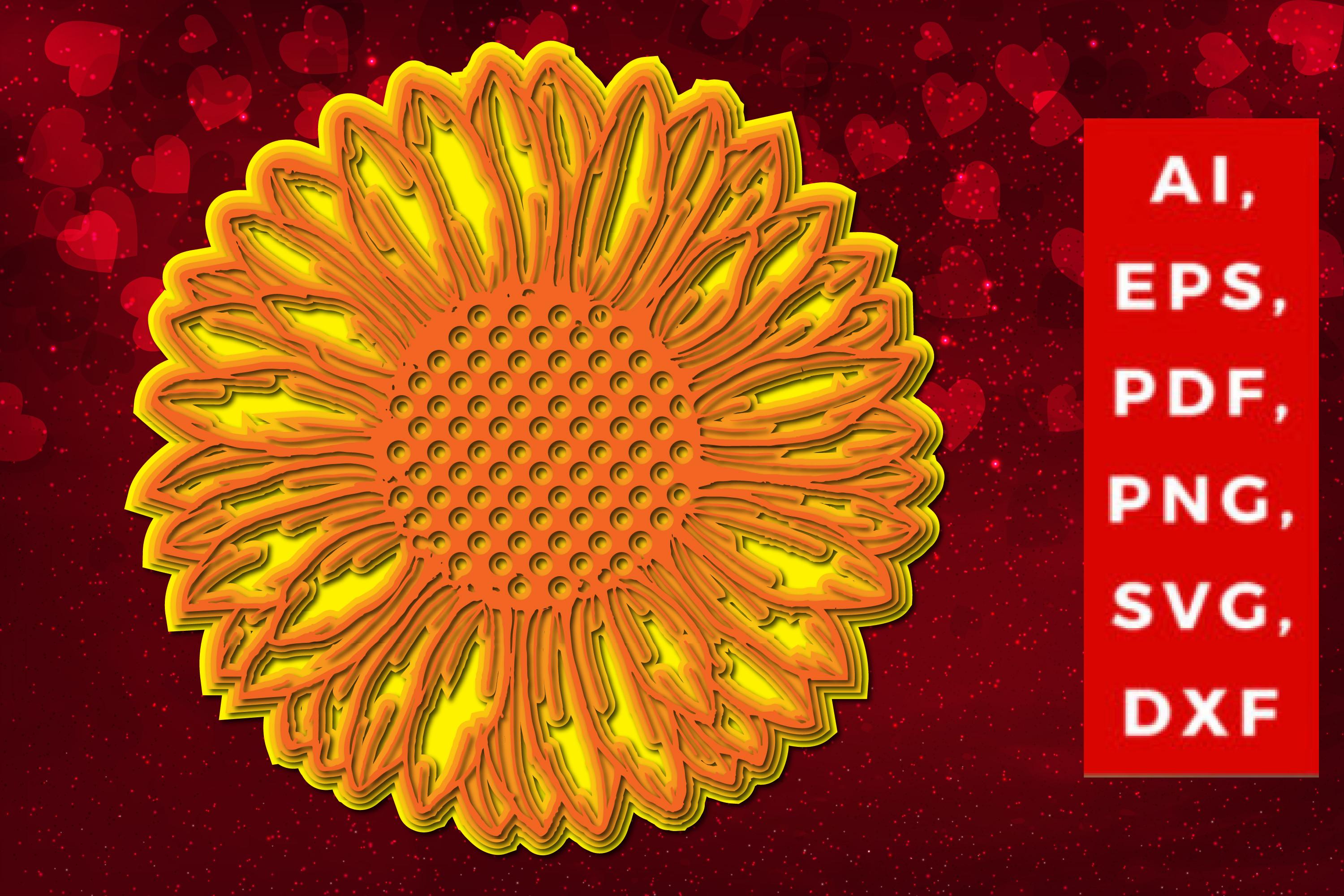 Sunflower Multi-layer Laser-cut SVG