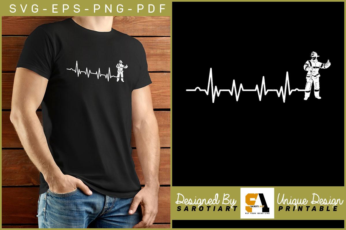 Firefighter Heartbeat Vector T-shirt SVG