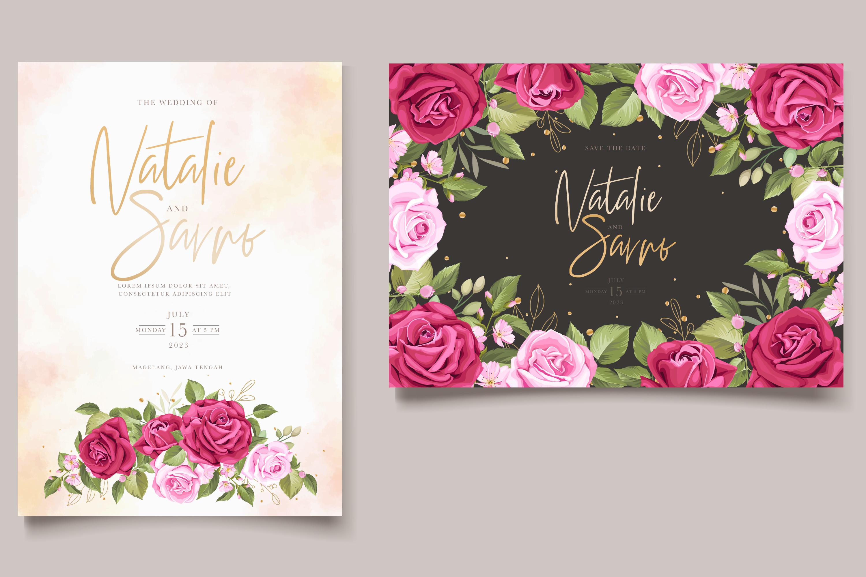ELEGANT Roses Wedding Card Set