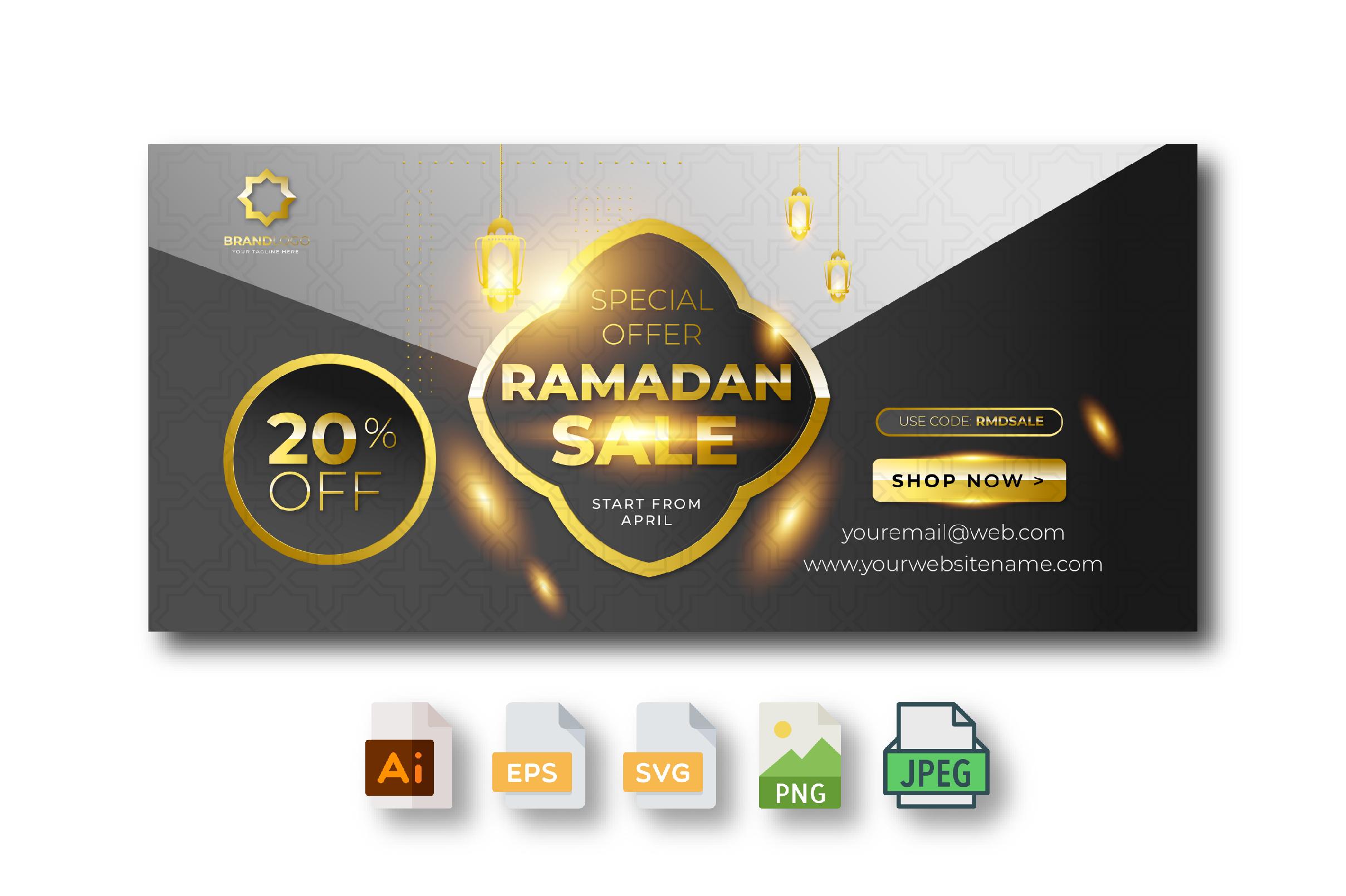 Luxury Gold and Black Ramadan Banner