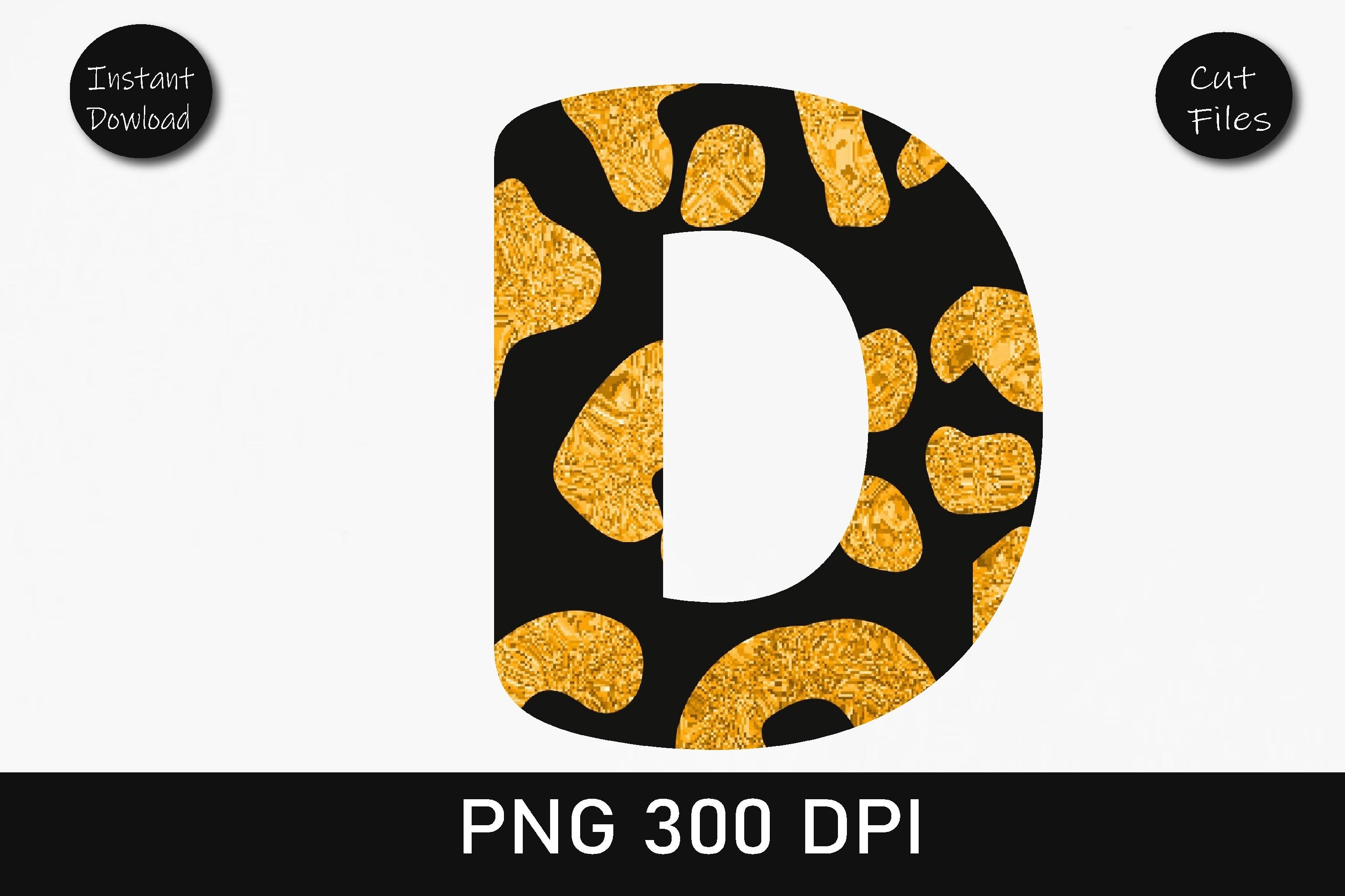 Orange Glitter Leopard Alphabet D