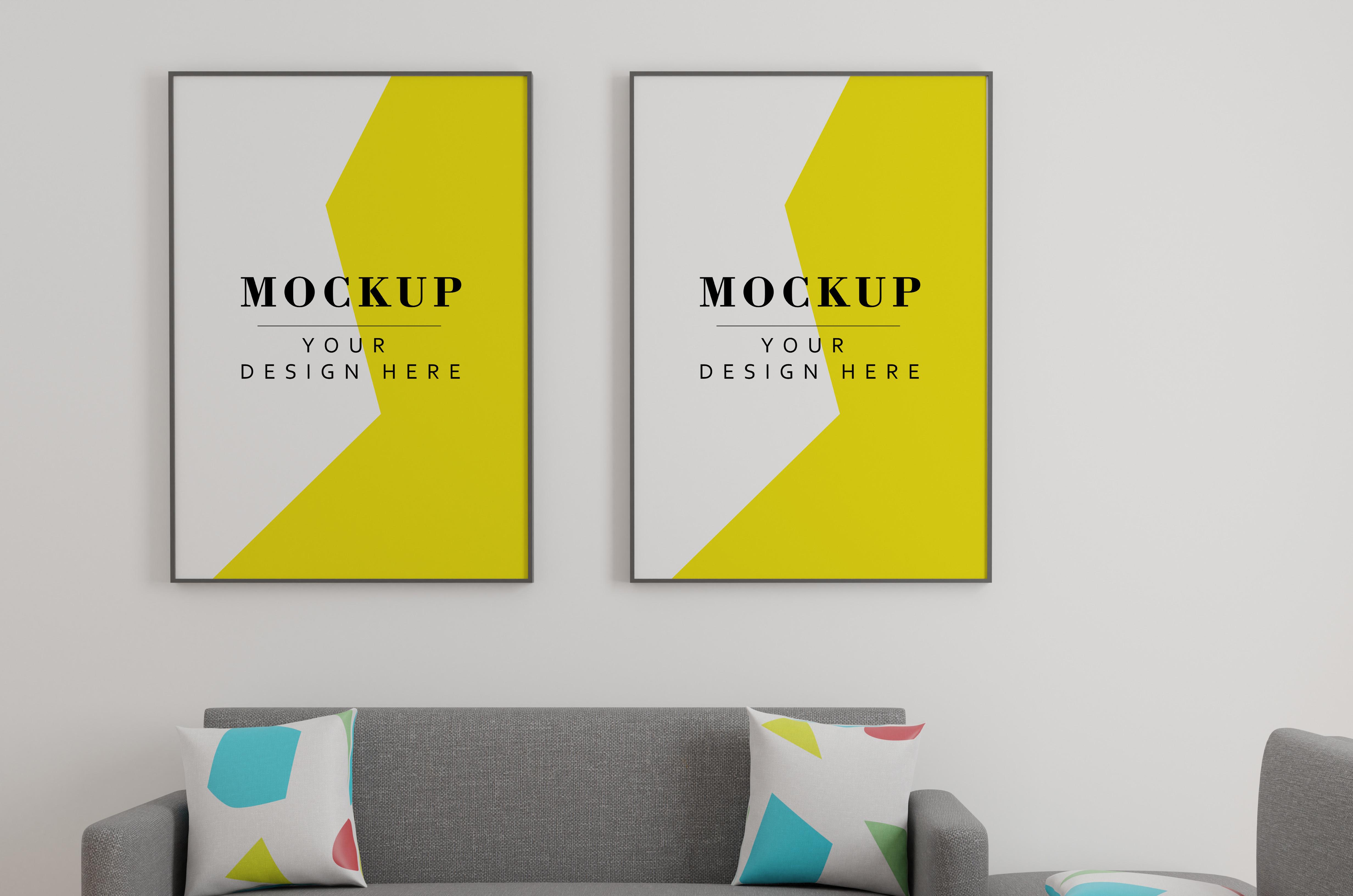 Two Frames Mockup in Living Room