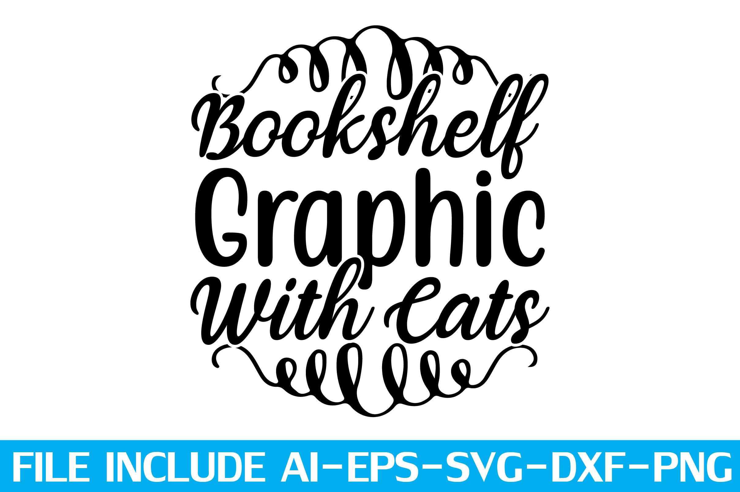 Bookshelf Graphic with Cats