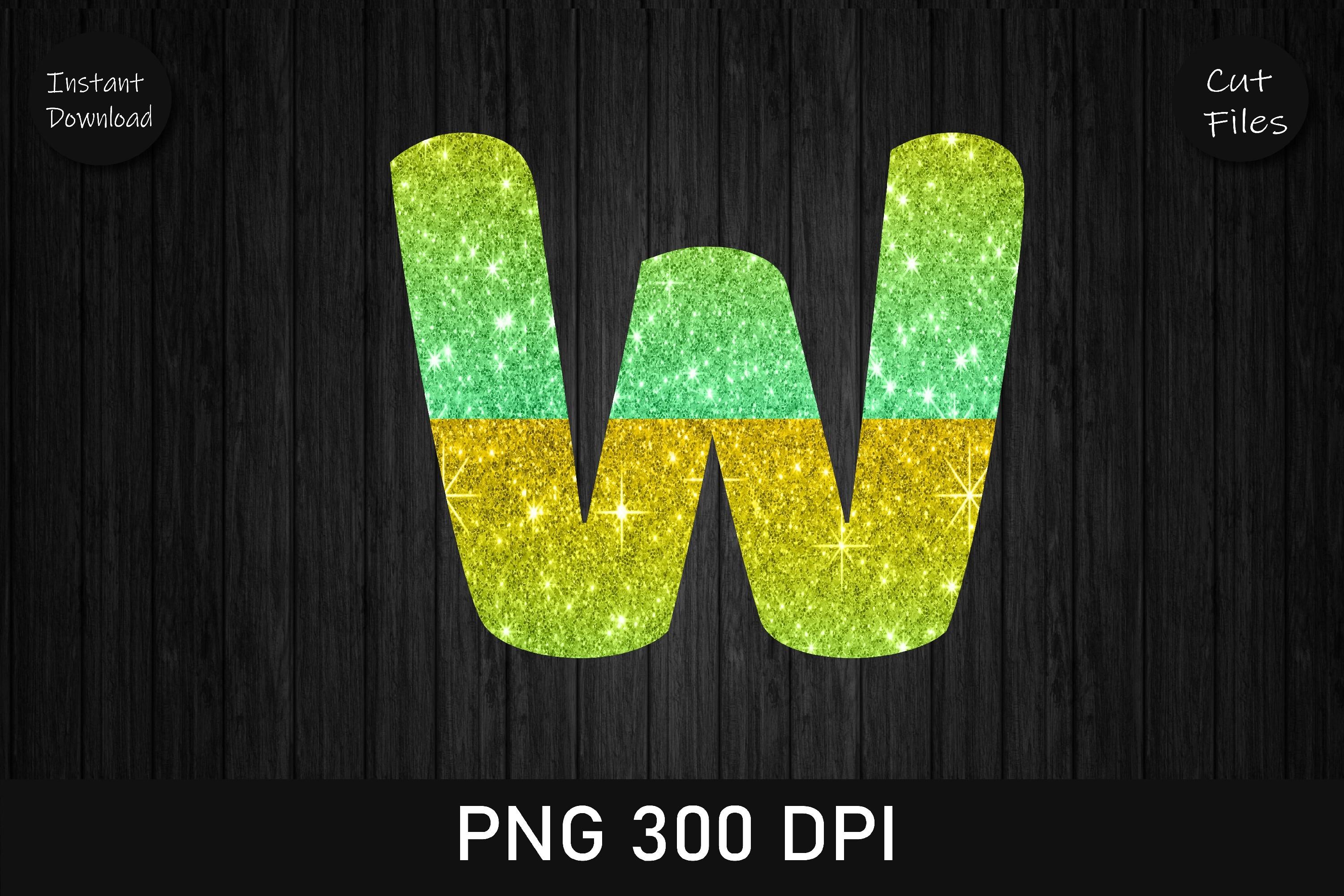 Gold and Green Glitter Leopard Letter W