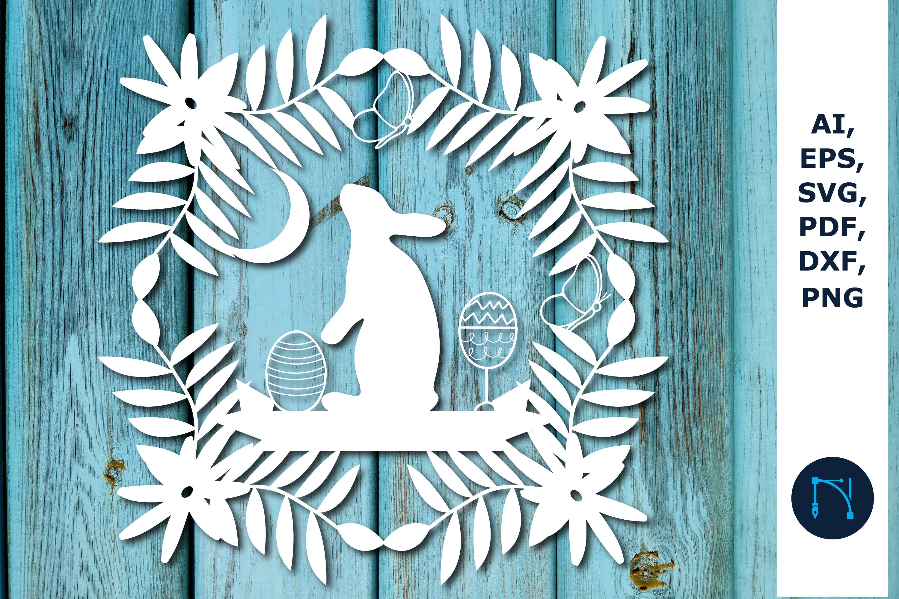 Easter Bunny Paper Cut Decor SVG