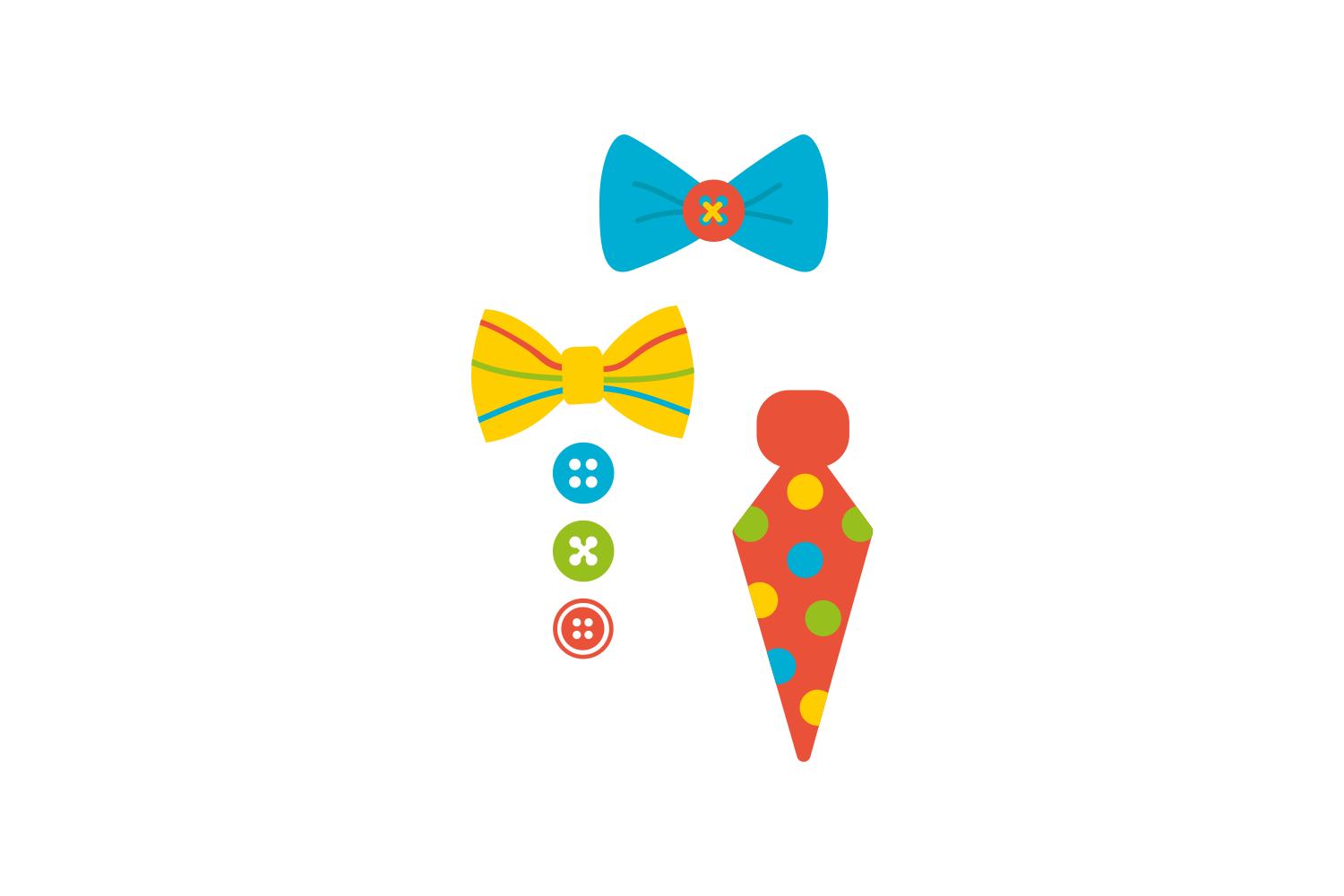 Clown Elements: Tie, Bow Tie and Buttons