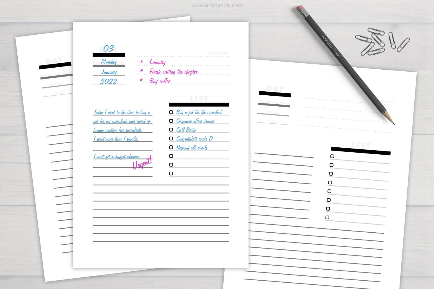 Free Elegant Printable Daily Planner.