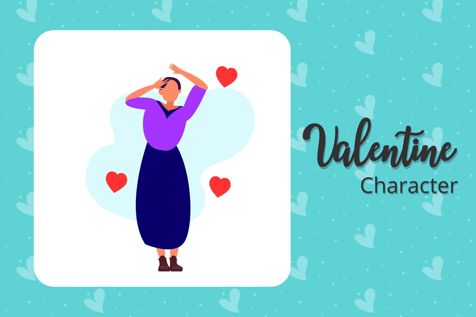 Valentine Girl Character Pose