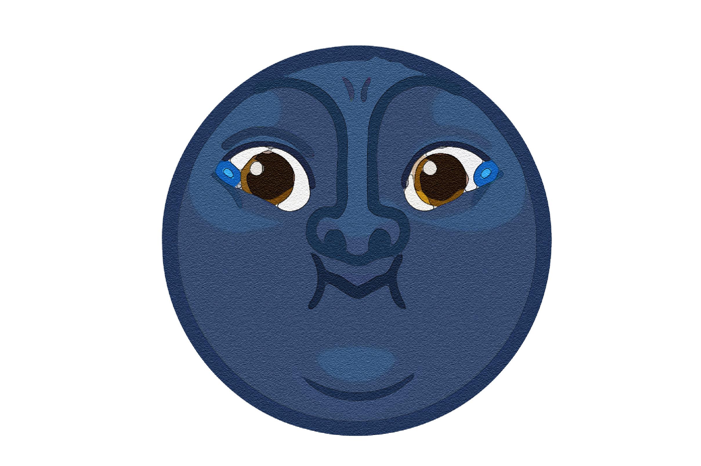 Watercolor Effect Moon Cartoon
