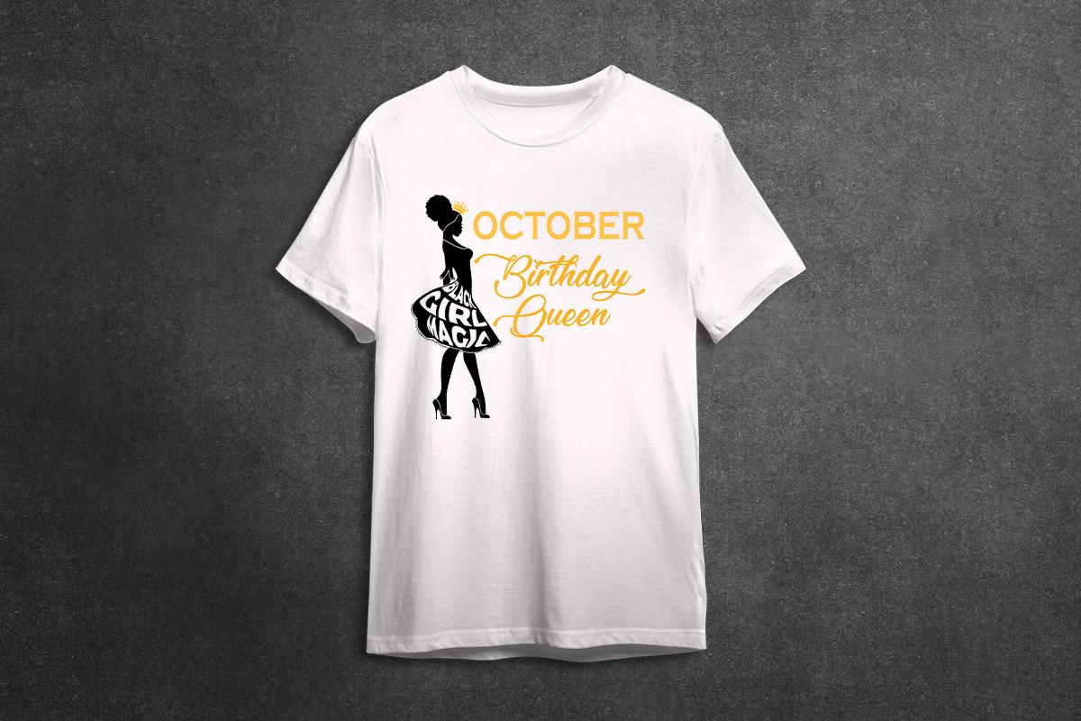 Black Girl October Birthday Queen SVG