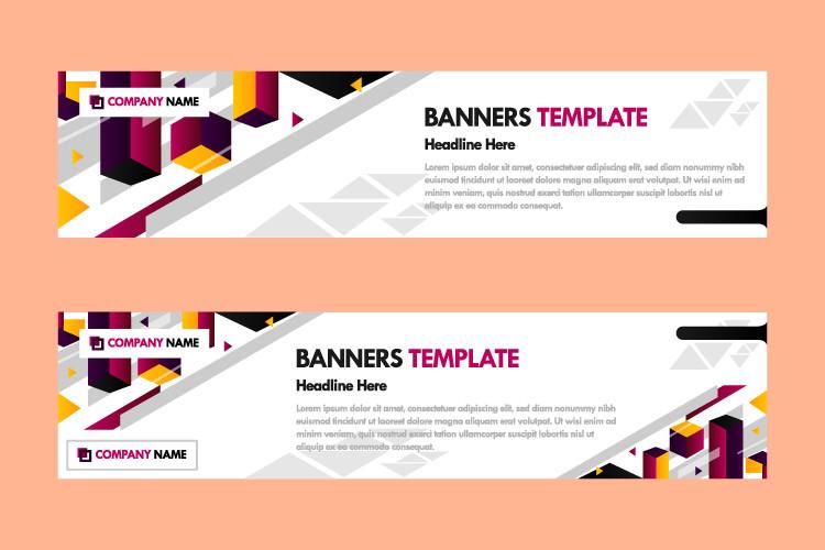 Set of Modern Geometric Banner Template