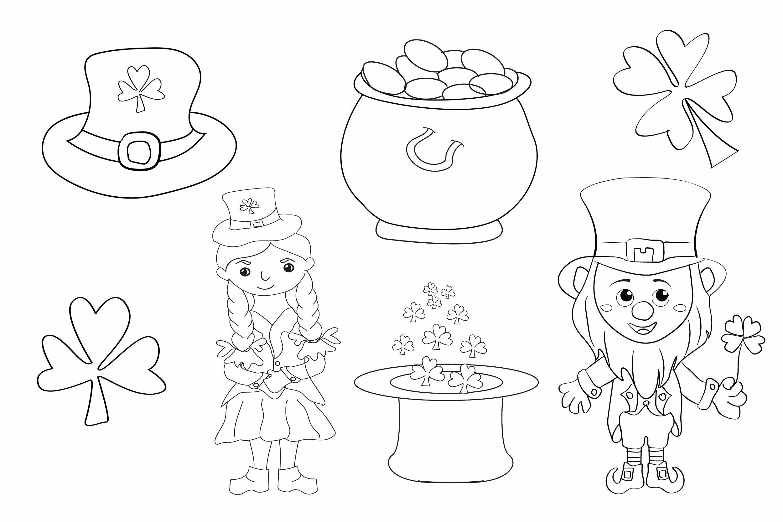 ST. Patrick's Day Black- White Cliparts