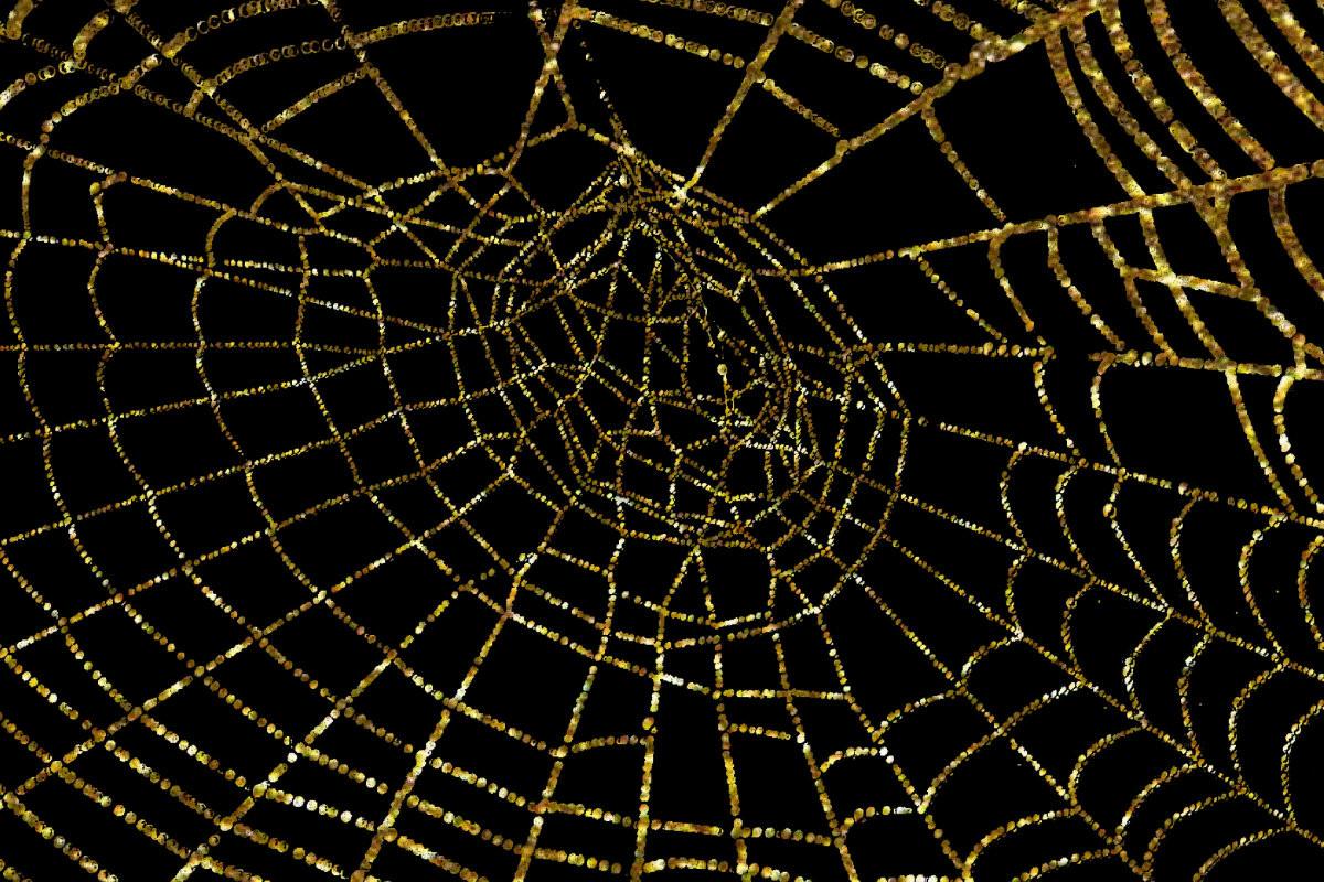 Glittering Yellow Gold Spider Web