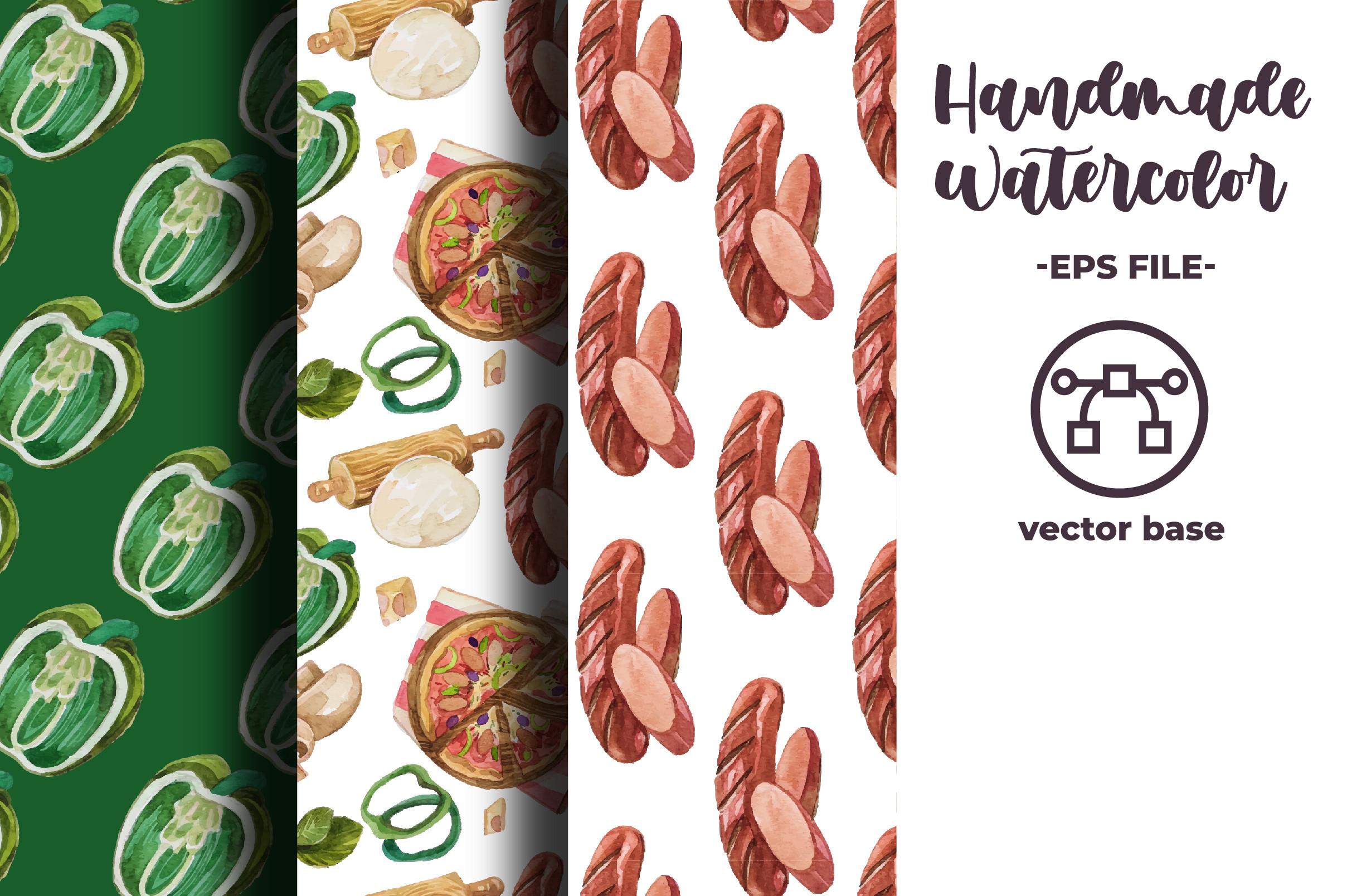Pizza Pattern Watercolor