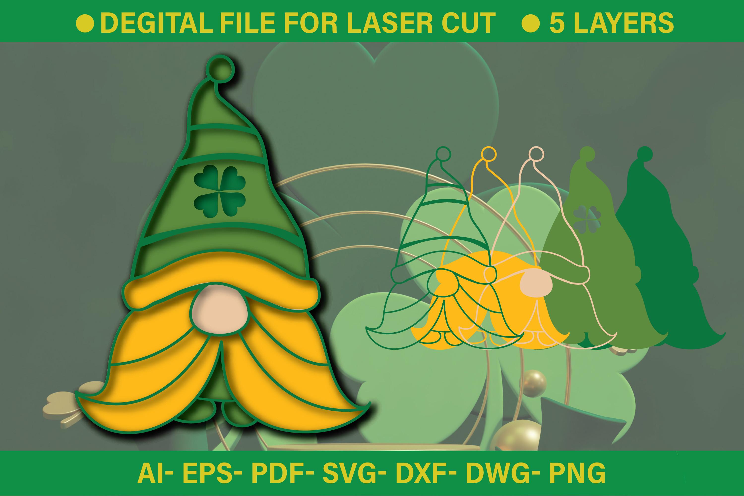 St. Patrick's Day 3d Gnome Paper Cut SVG