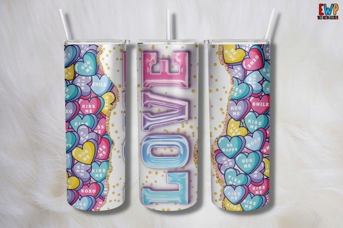 Valentines Candy Hearts Tumbler