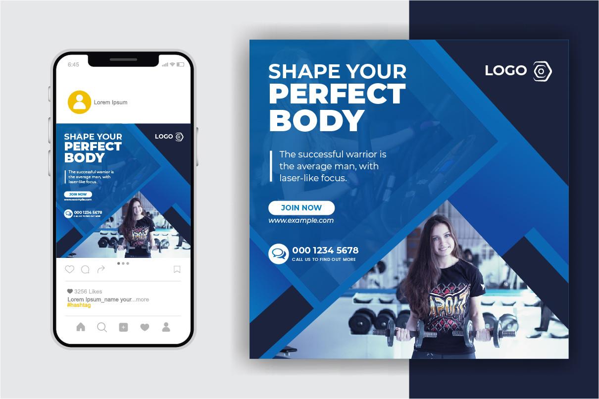 Gym & Fitness Social Media Post Template