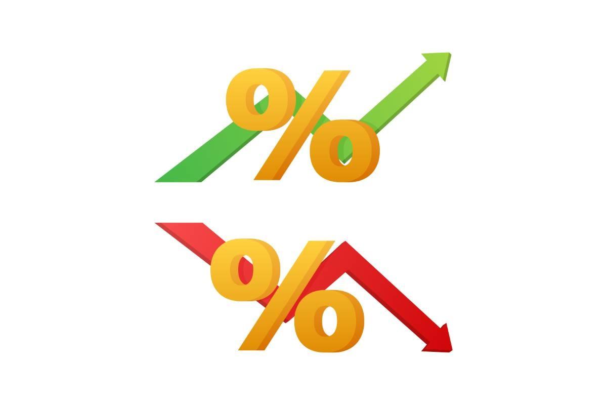 Percentage with Arrow Up and Down. Banki