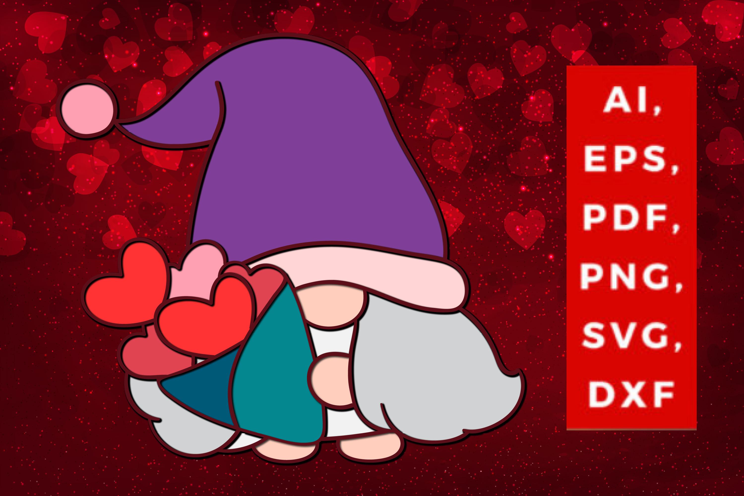 Multi-layer Valentine Gnome Svg Cut File