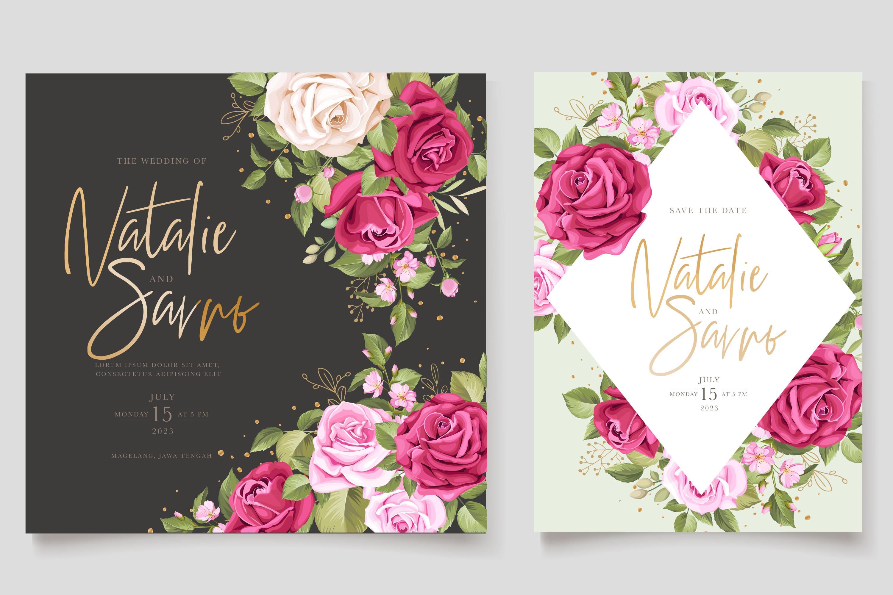 ELEGANT Roses Wedding Card Set