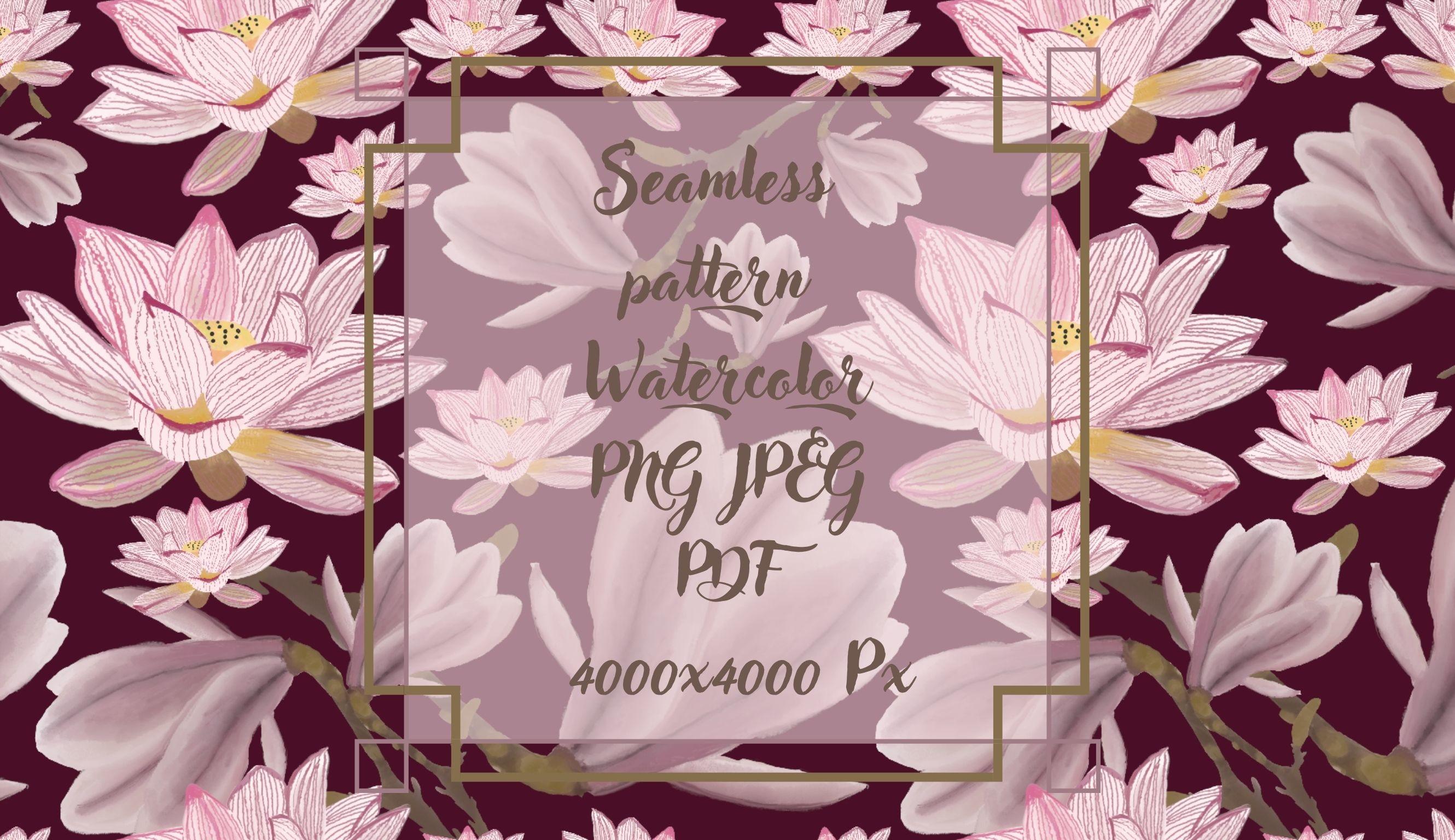 Burgundy  Lotus Magnolia Pattern