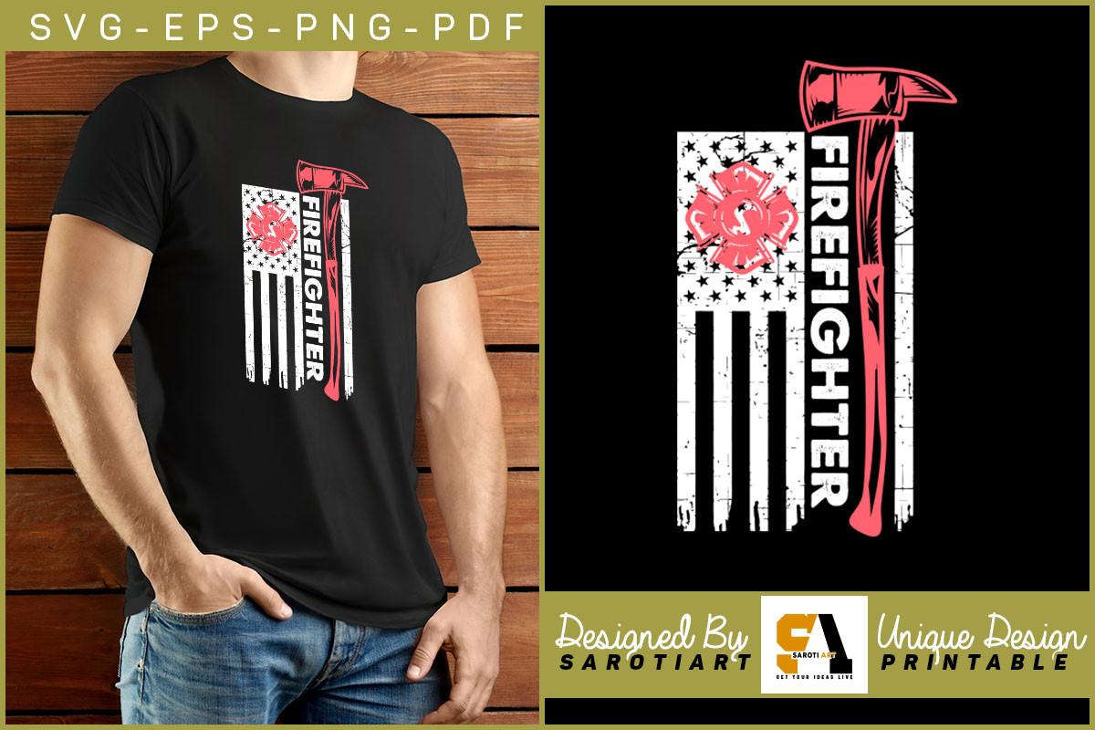 Firefighter Design USA Grunge Flag SVG