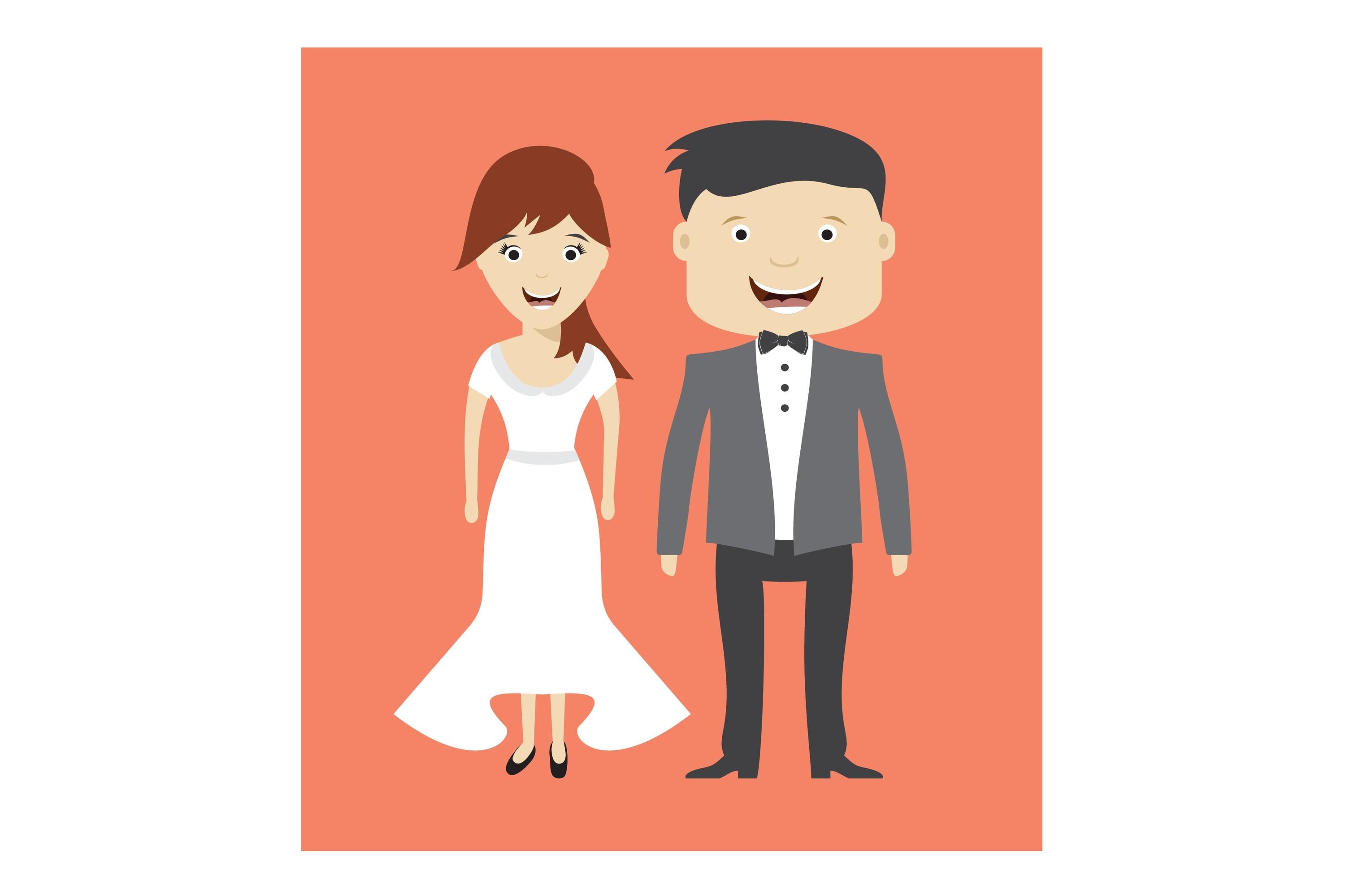 Bride and Groom Wedding Vector Icon